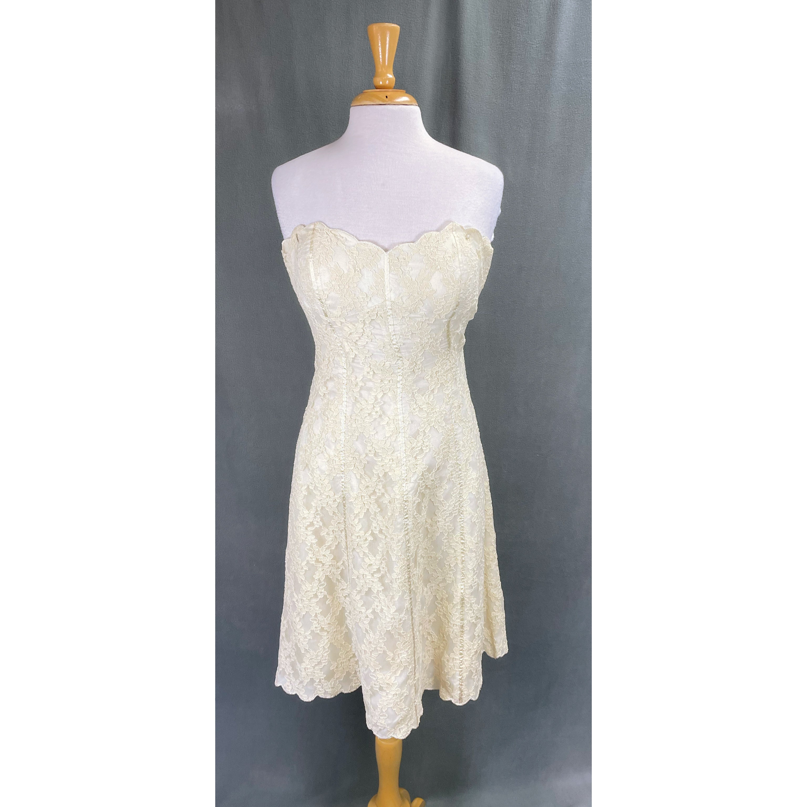 White House/Black Market ivory lace dress, size 6