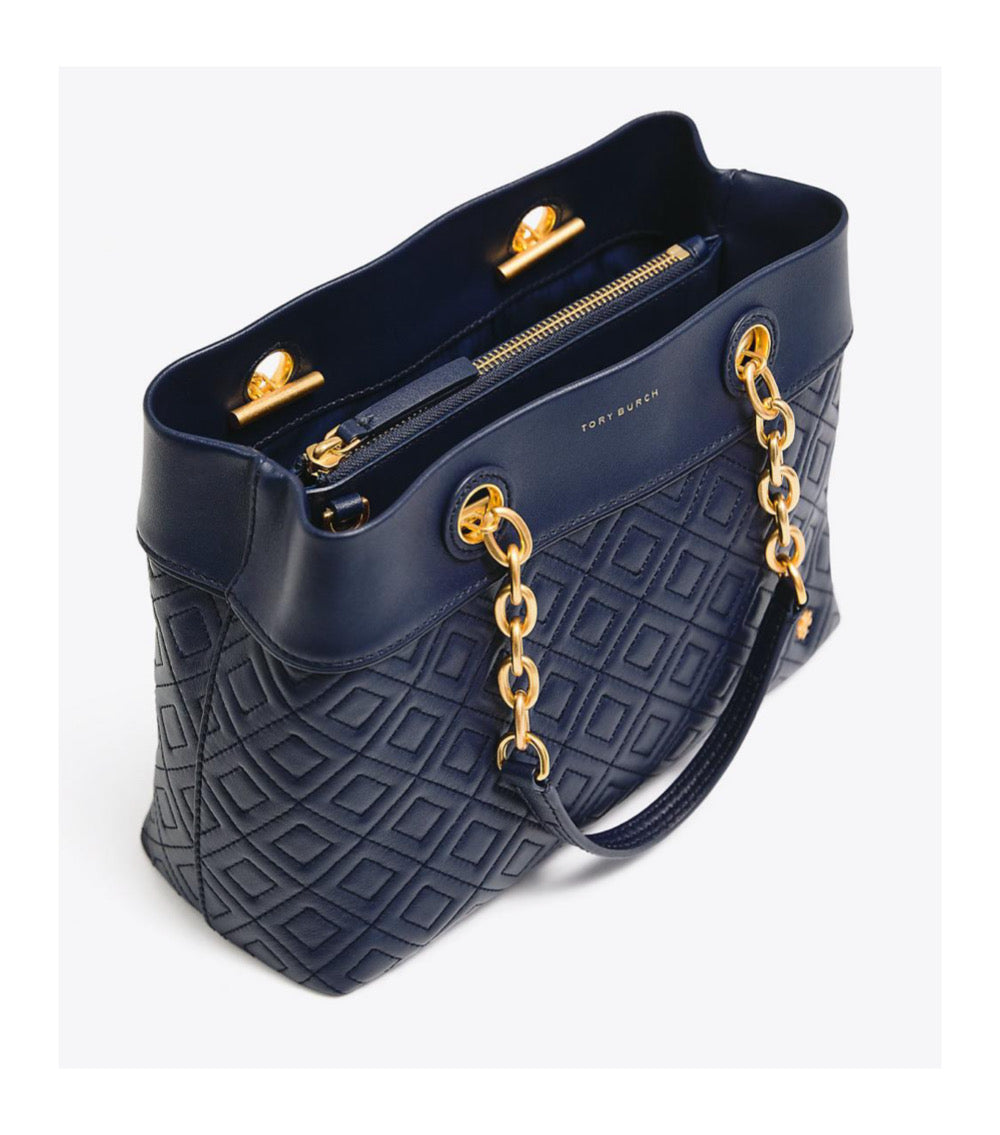 Tory Burch navy leather Fleming Small Tote, NEW WITH TAGS!