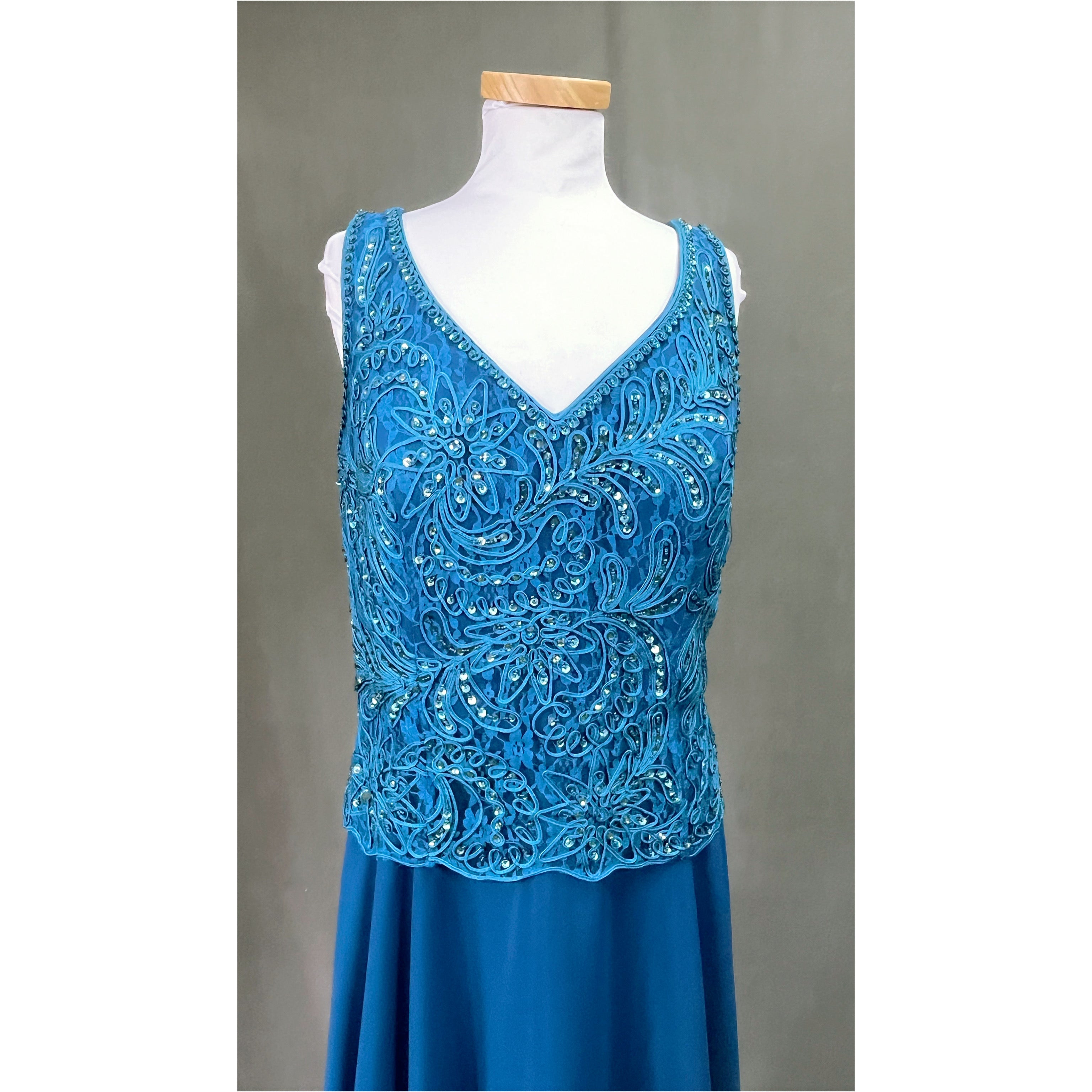 Cameron Blake Prussian blue dress, size 14, NEW WITH TAGS!