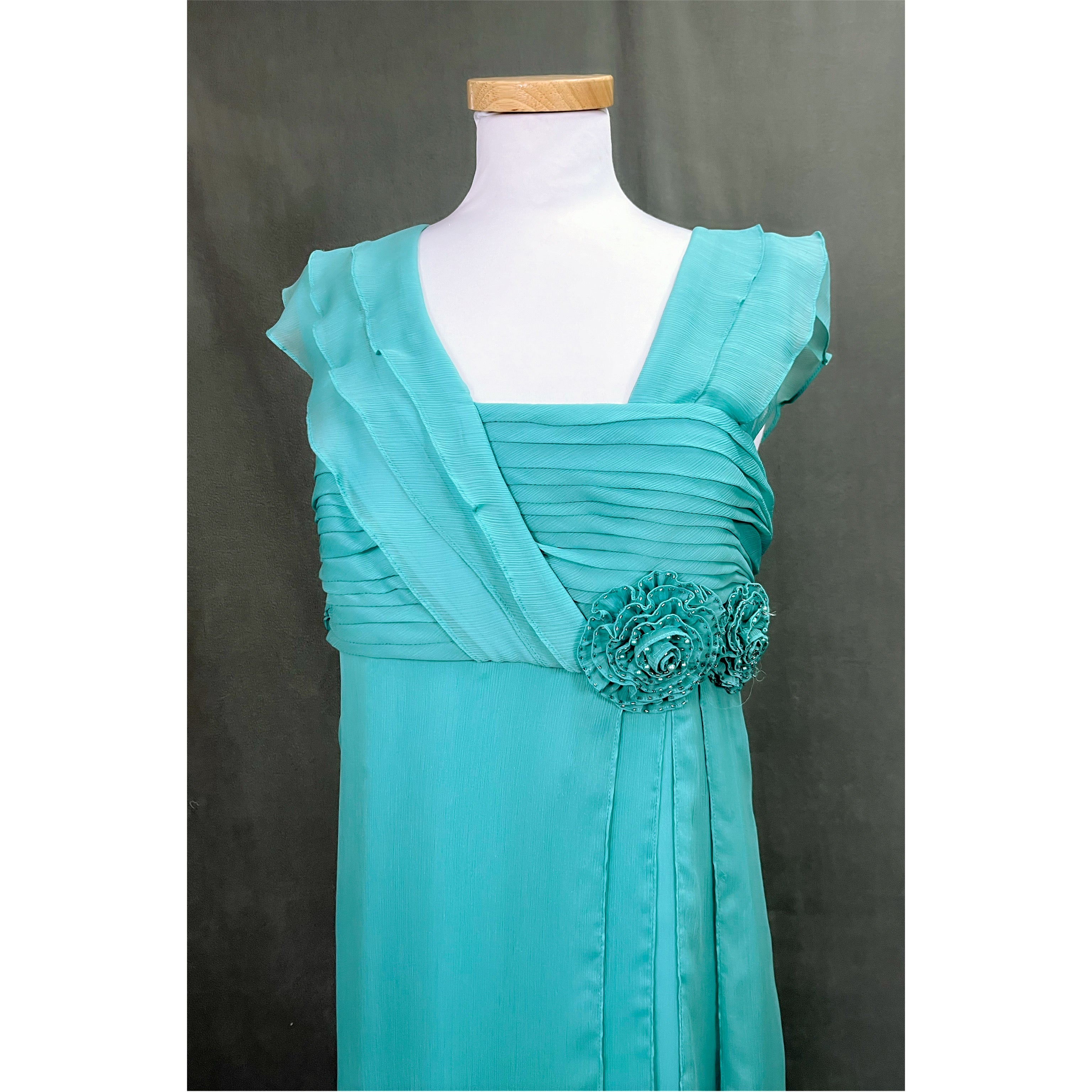 KM Collections aqua dress, size 16, NEW WITH TAGS!