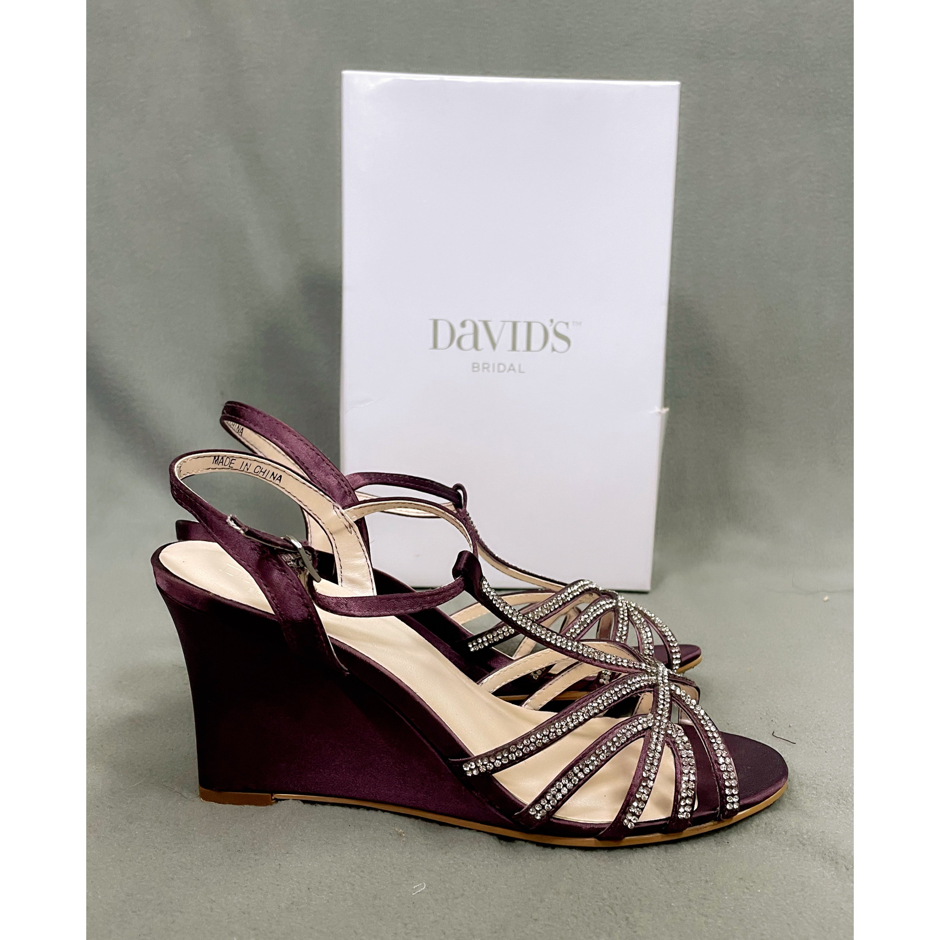 David's Bridal plum Callie shoes, size 7.5