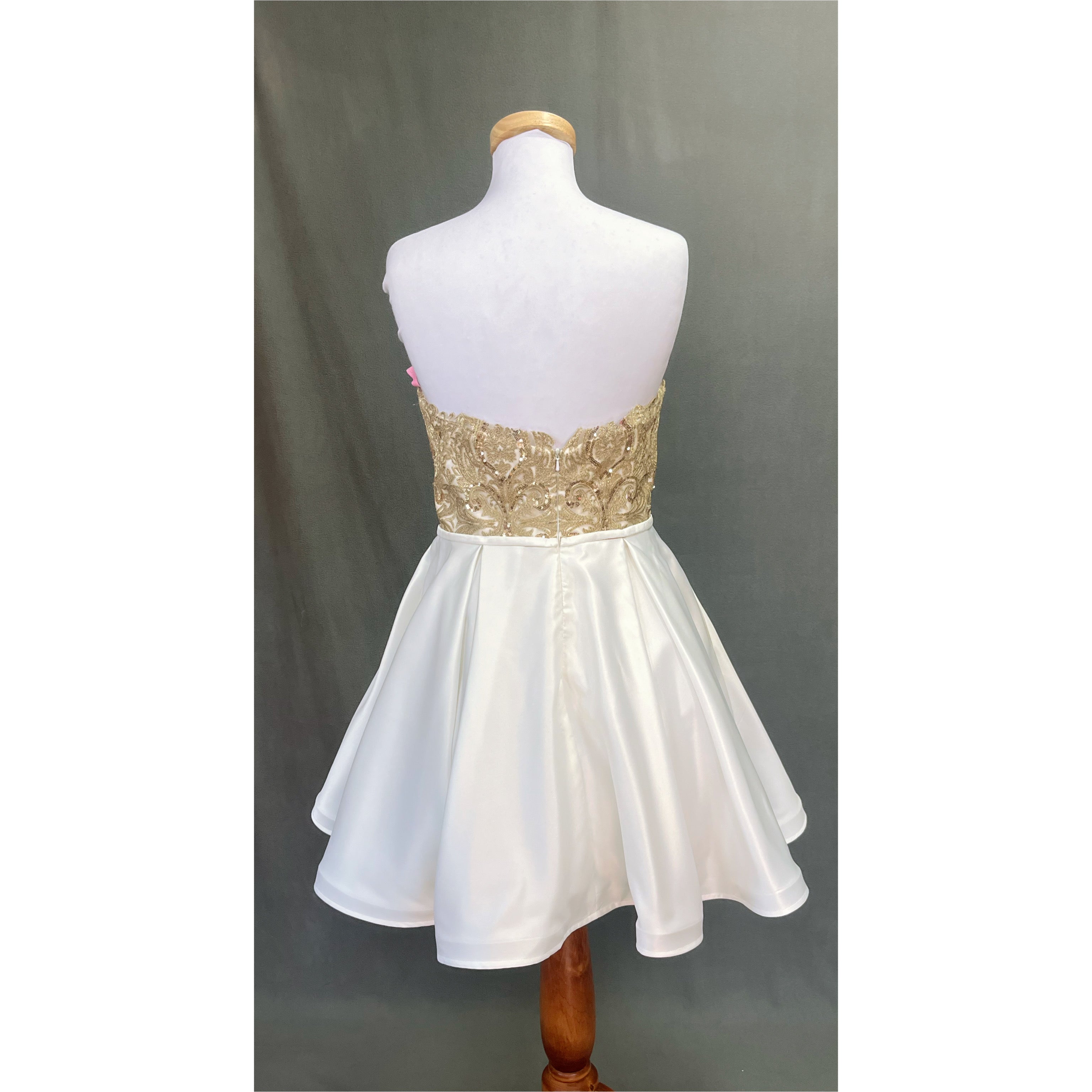 Blush Prom ivory and gold dress, size 10
