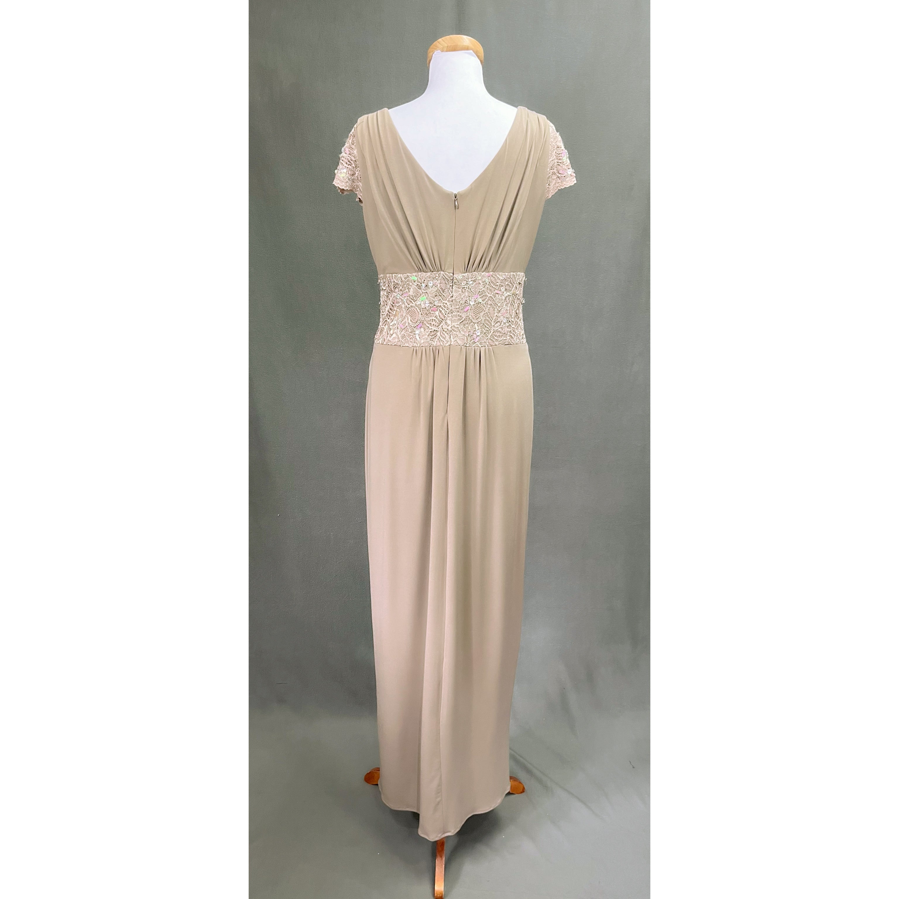 KM Collections champagne dress, size 8, NEW WITH TAGS!