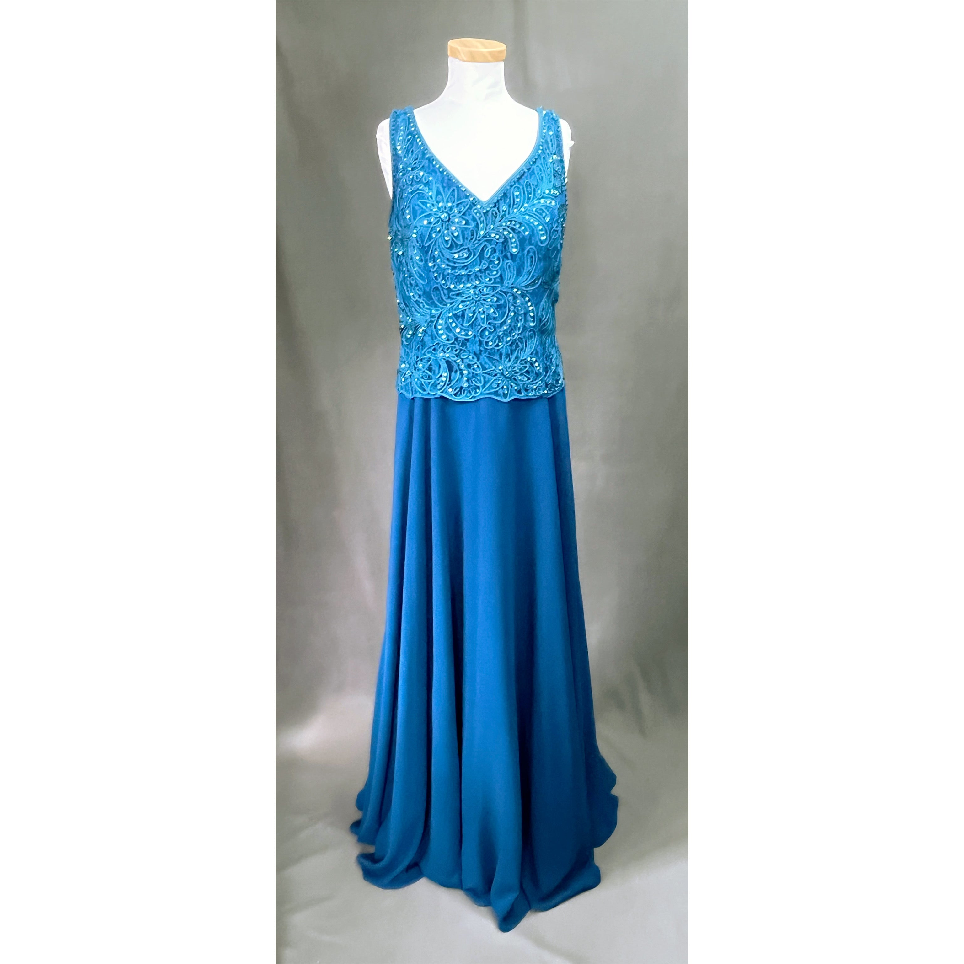 Cameron Blake Prussian blue dress, size 14, NEW WITH TAGS!