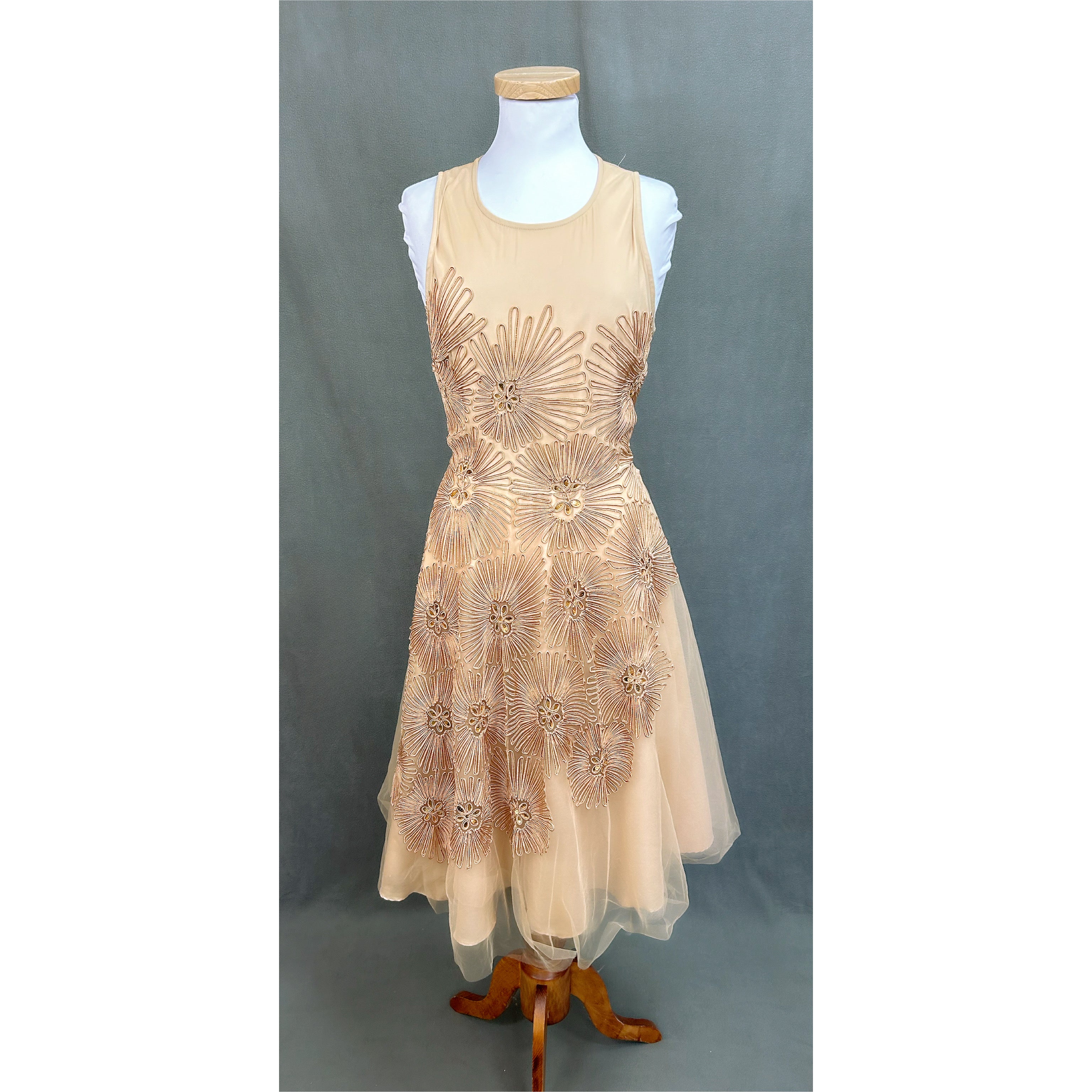 Belle Badgley Mischka champagne dress, size 12