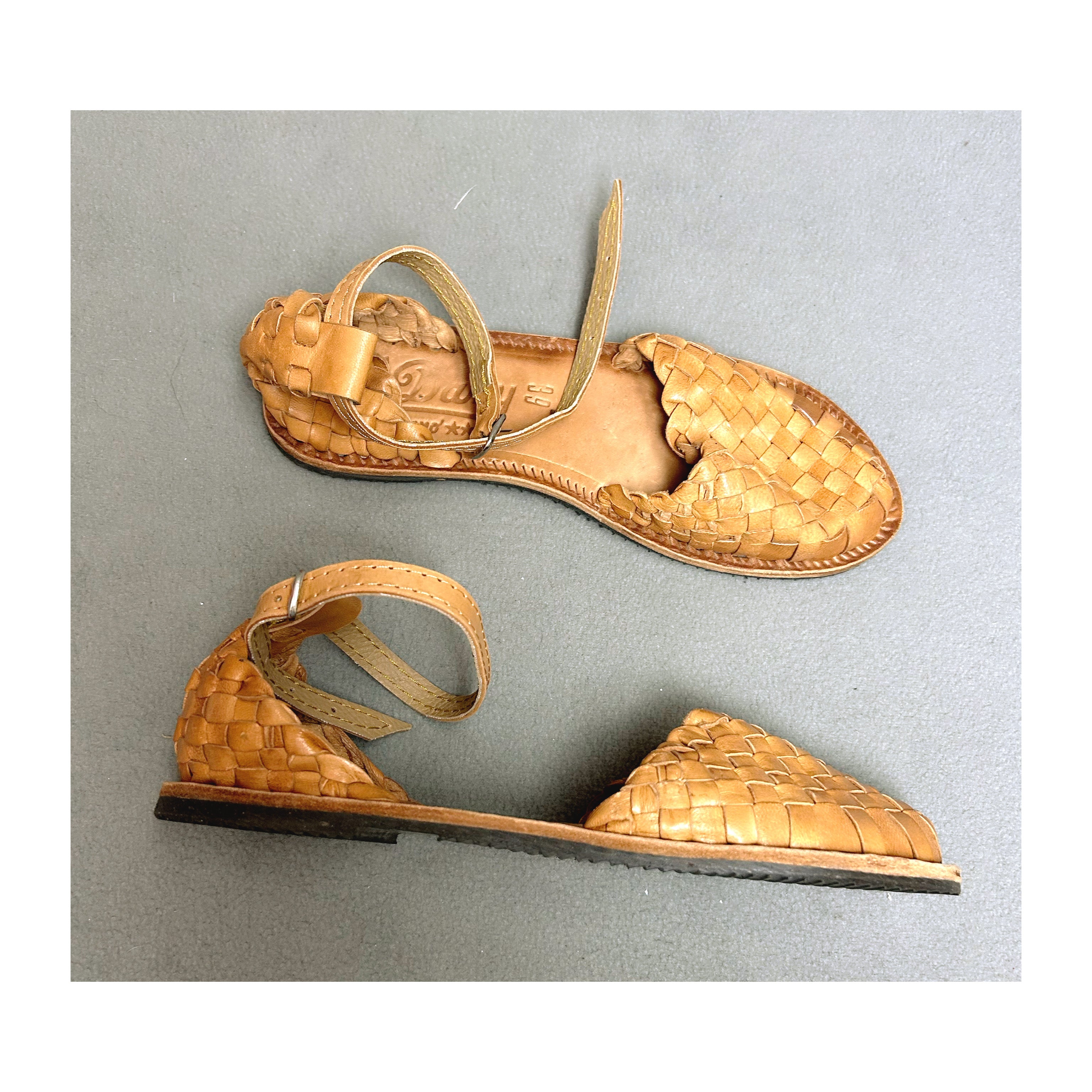 El Dany tan leather huarache sandals, size 39