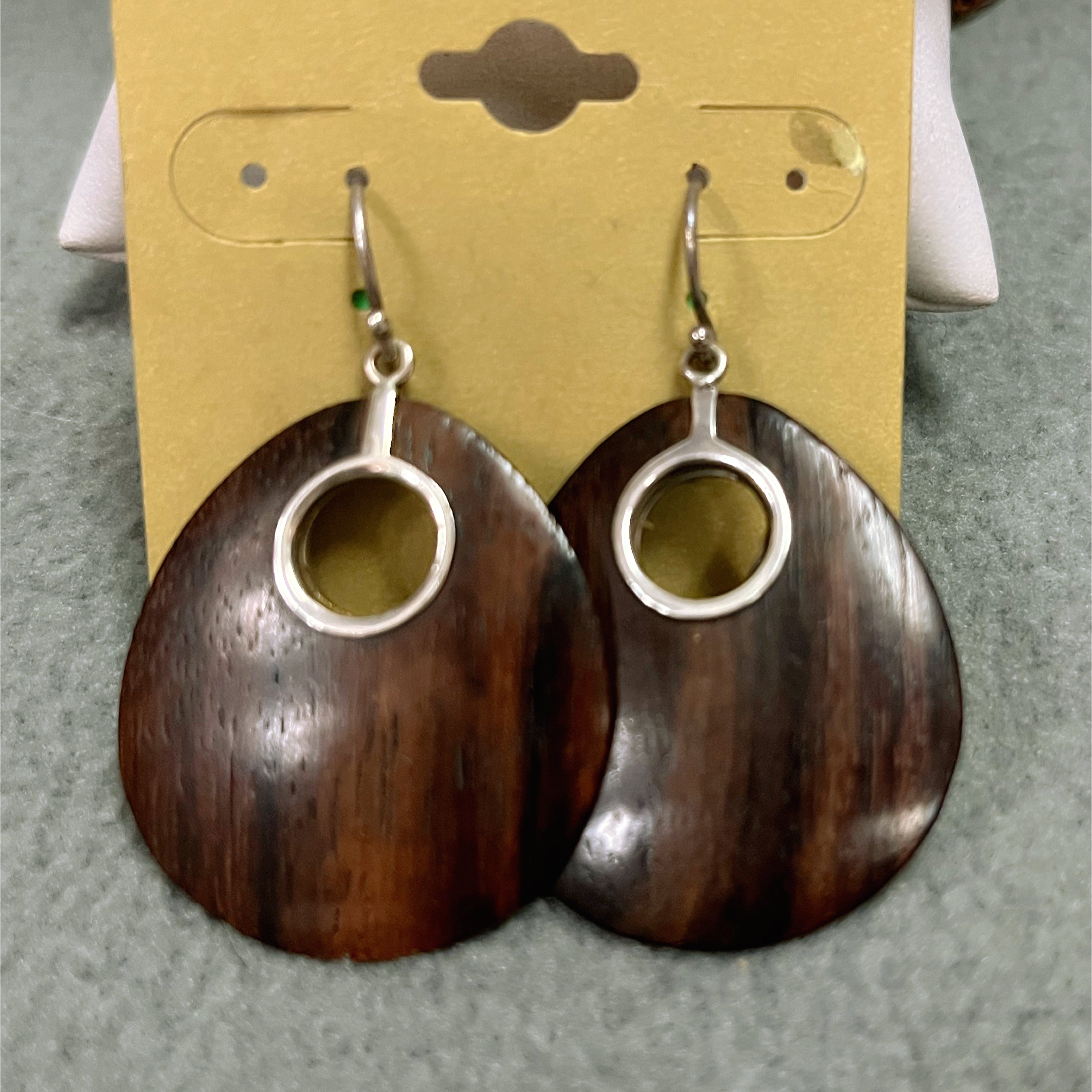 Silpada wood and sterling earrings