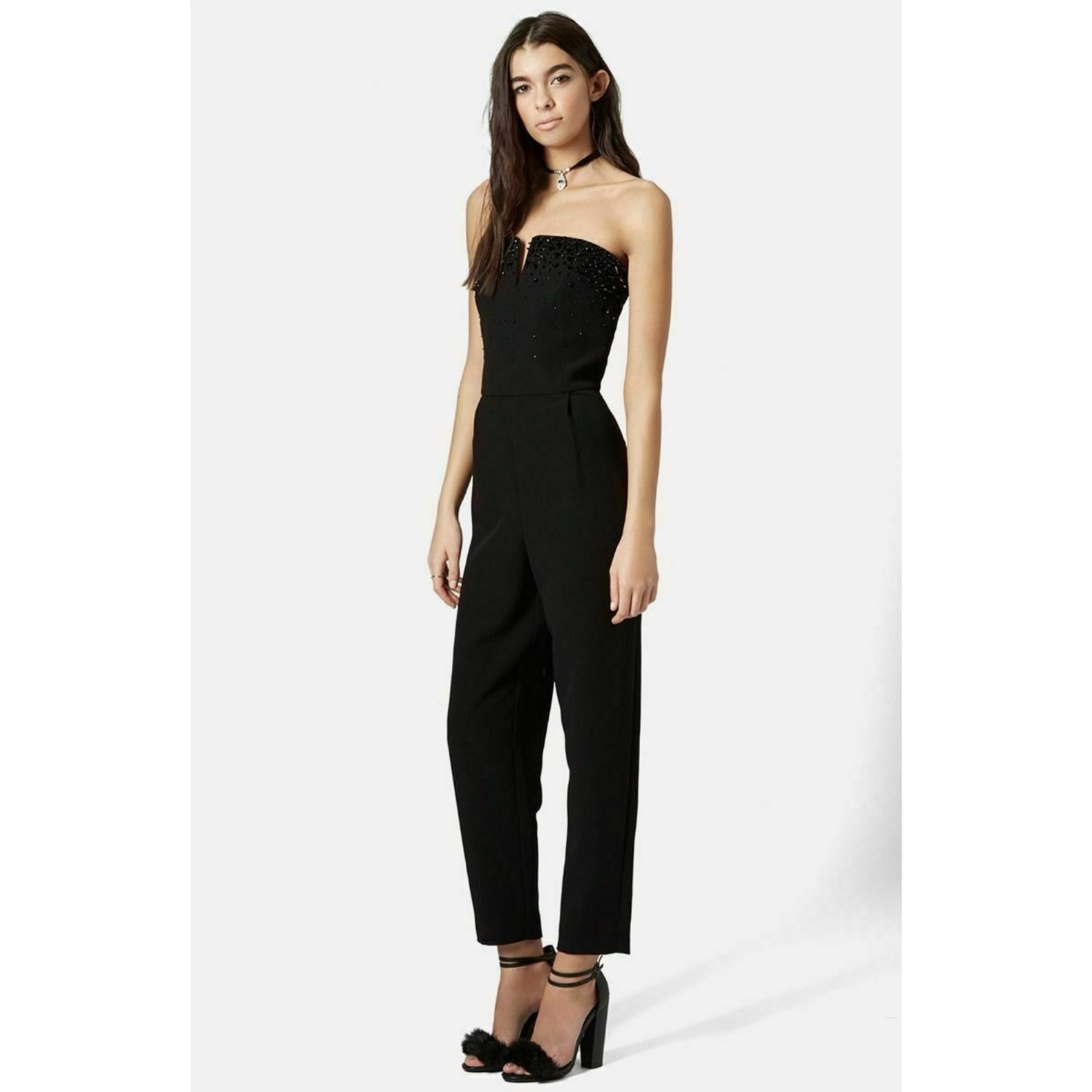 Topshop black strapless jumpsuit, size 8, LIKE NEW!