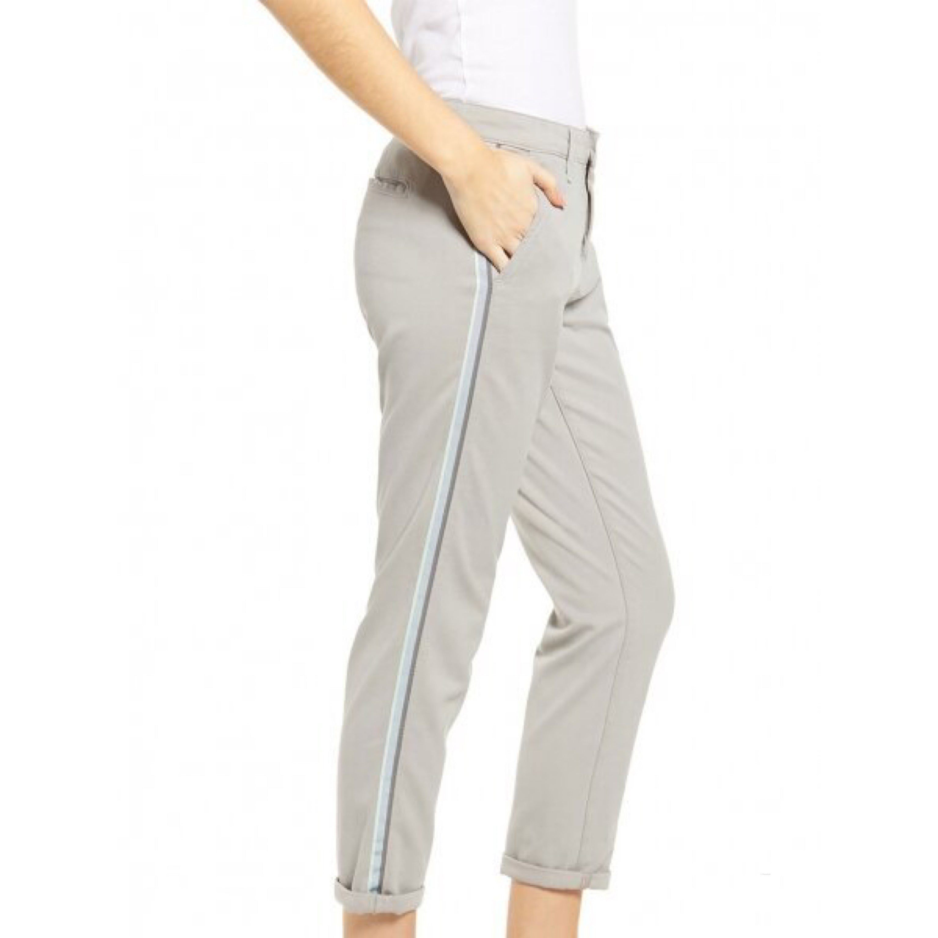AG Caden side-stripe gray/sage pants, size 27, NEW WITH TAGS!