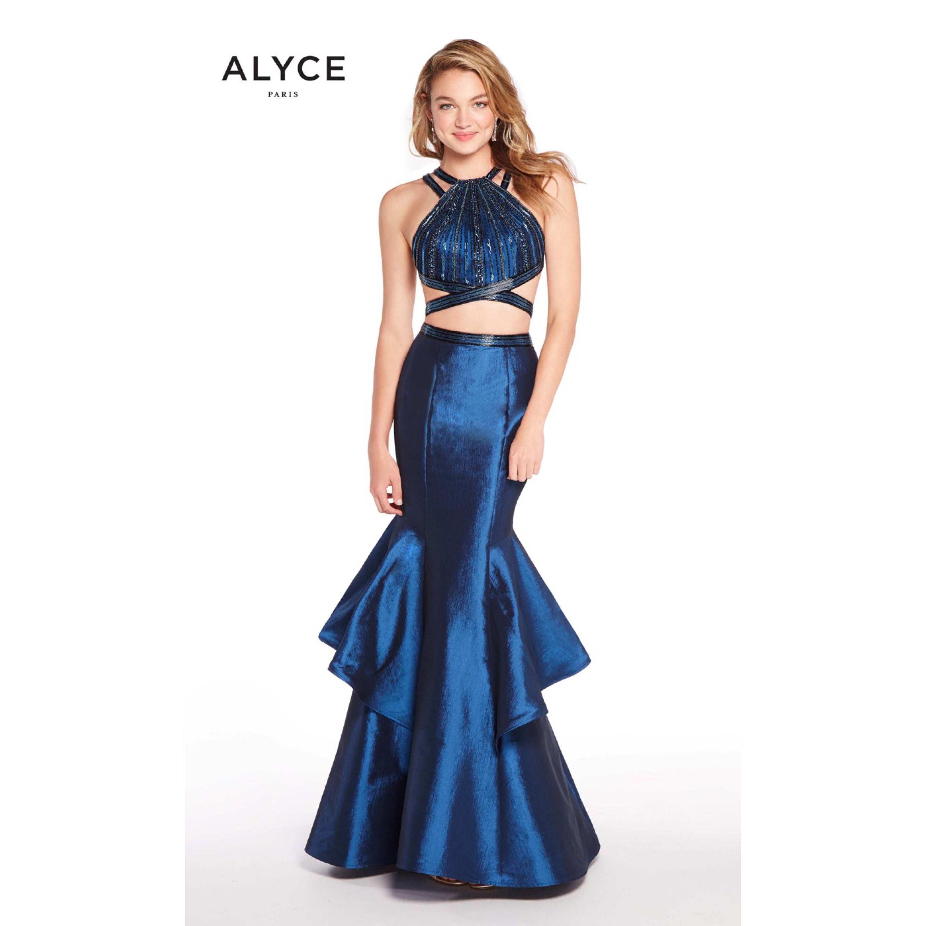 Alyce peacock blue beaded 2-piece dress, sizes 2 and 4, NEW WITH TAGS!