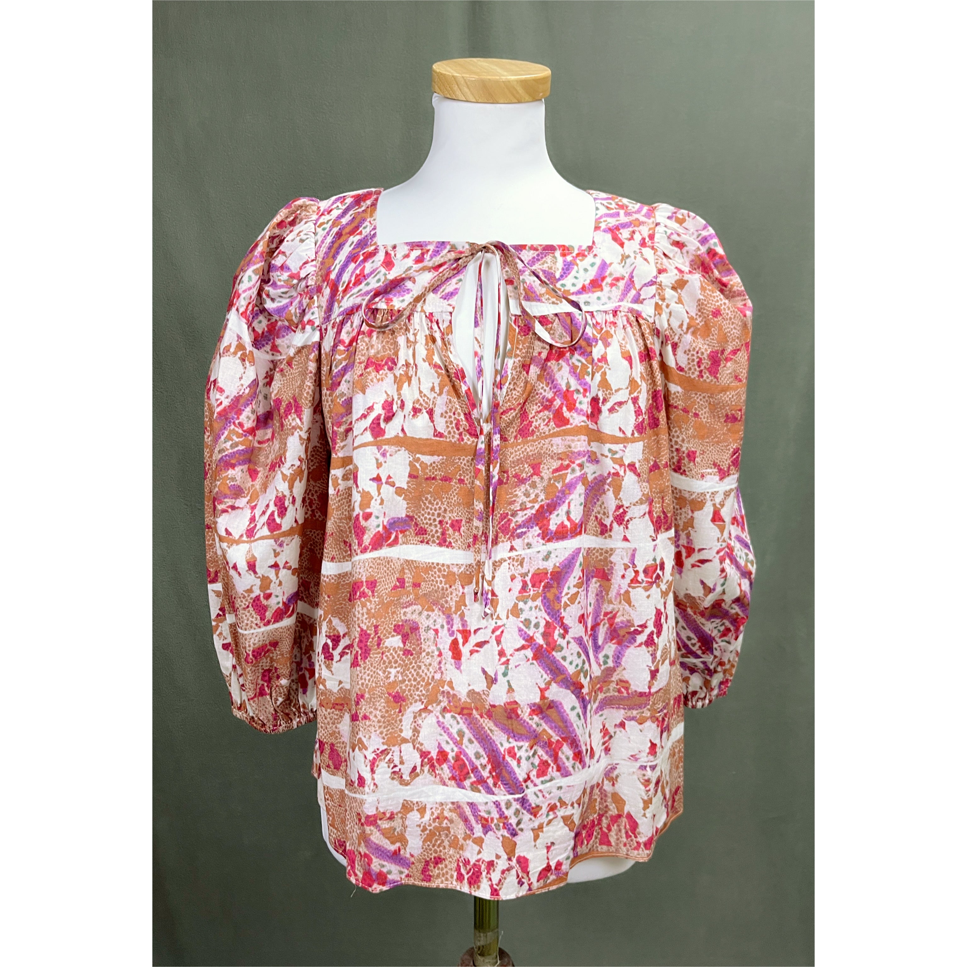 Willa Story terracotta print blouse, size M