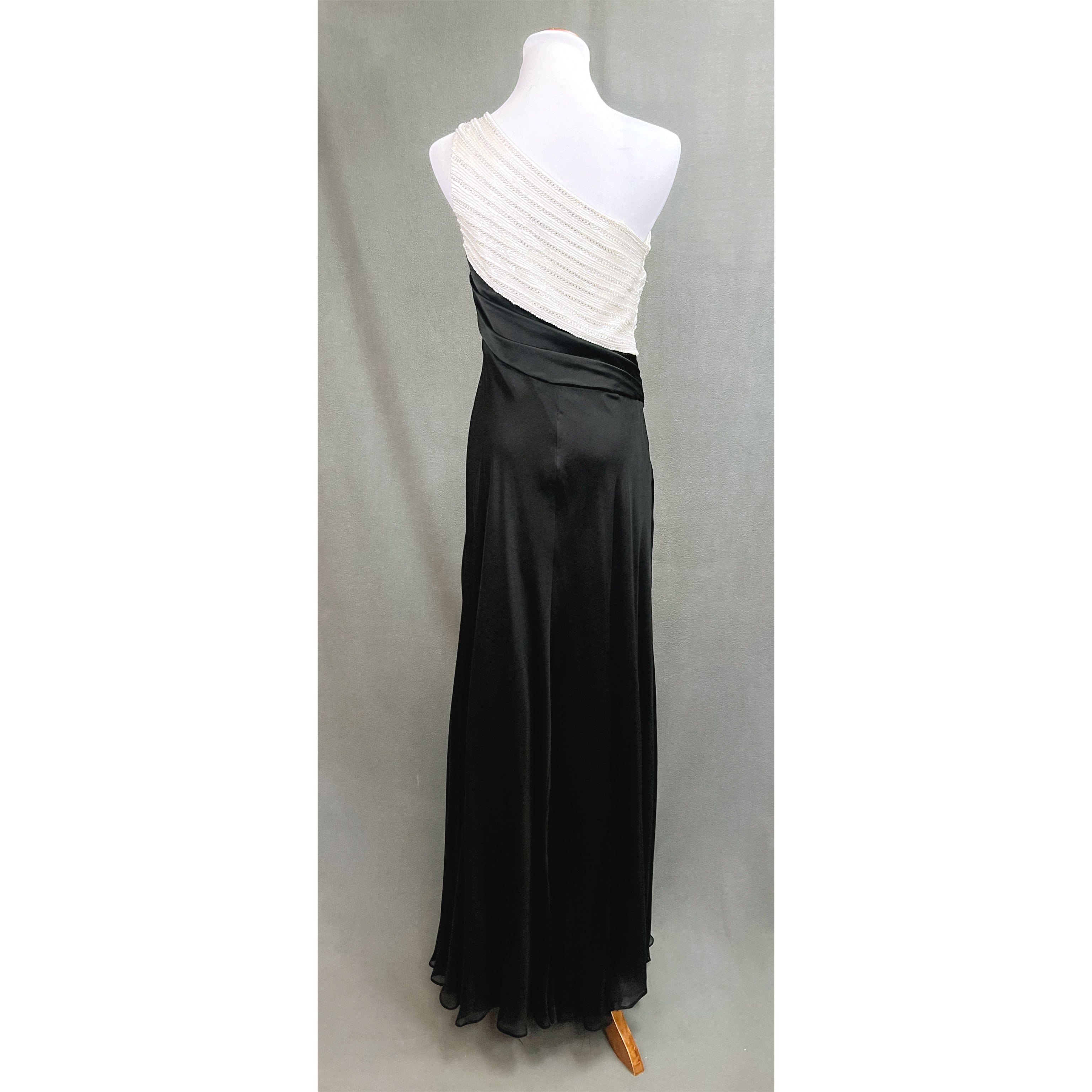 Carmen Marc Valvo pearl and black dress, size 4