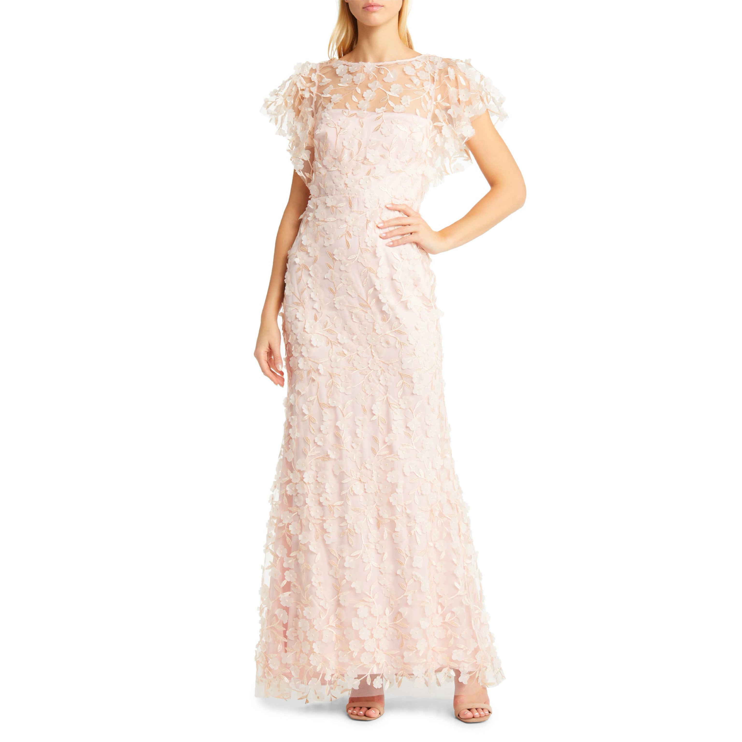 Eliza J. blush 3D floral dress, size 12