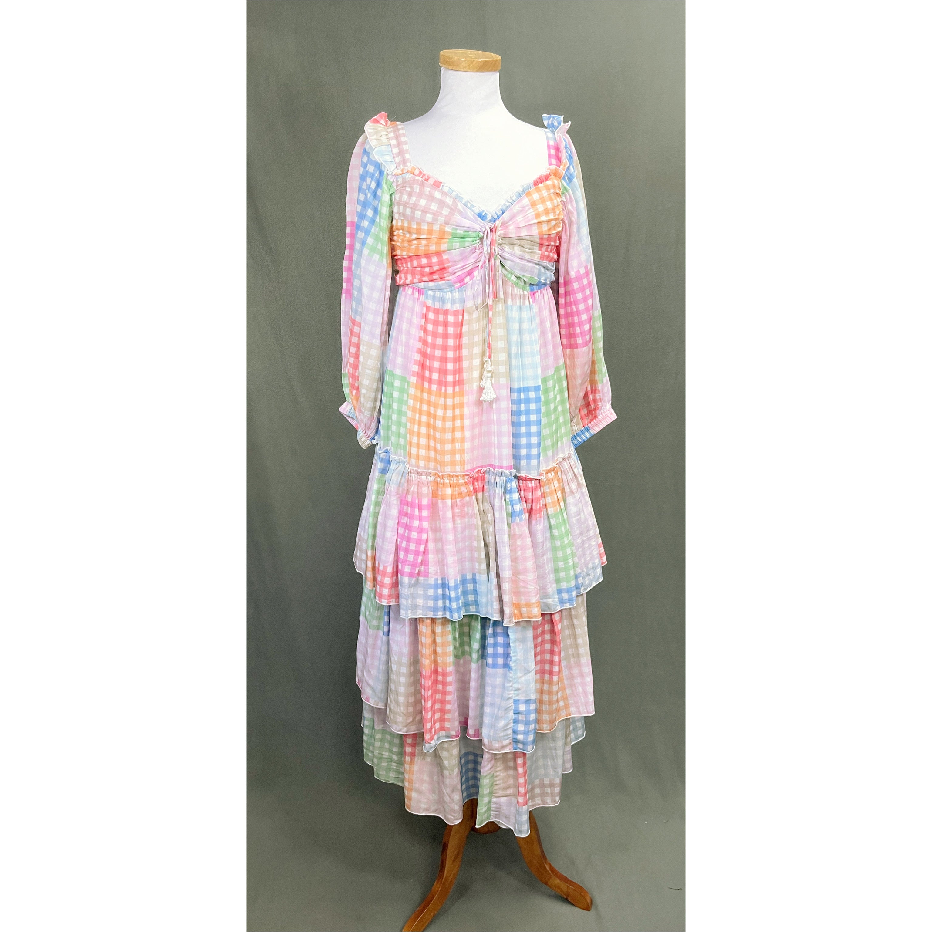 Free People multi-color Aileen gingham dress, size M, NEW WITH TAGS!