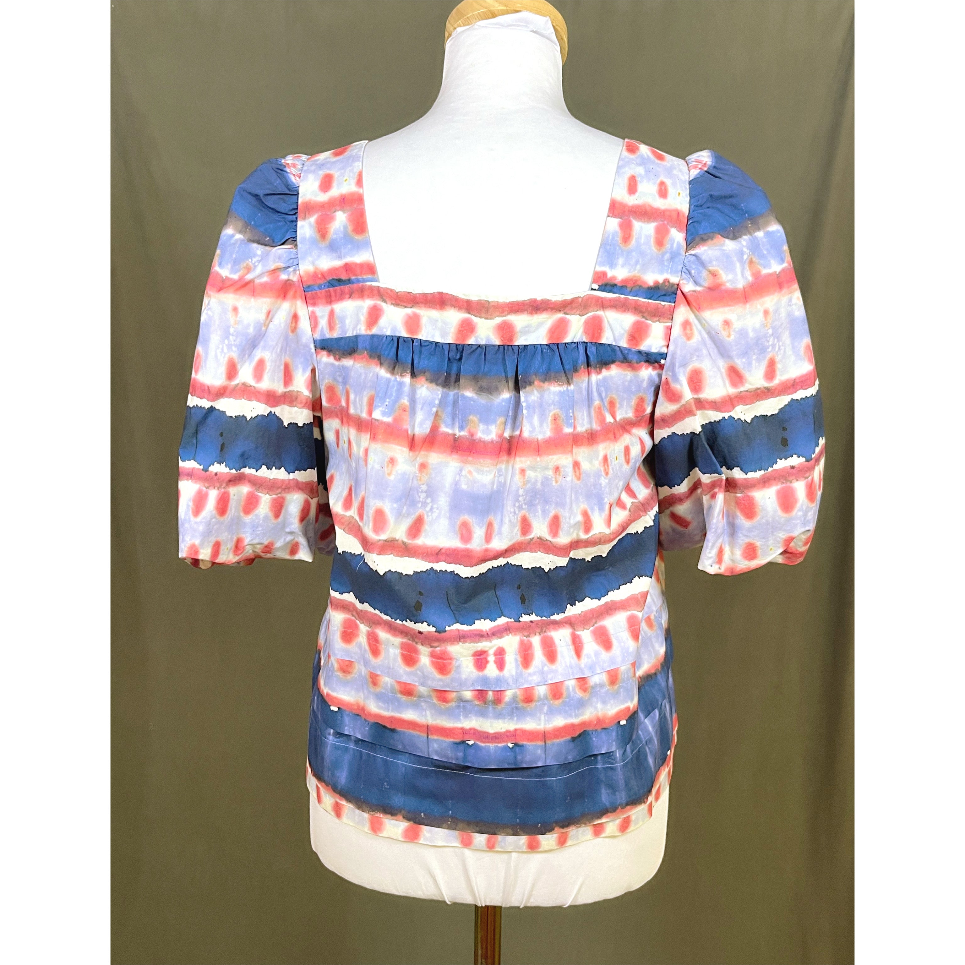 Marie Oliver blue and pink blouse, size M