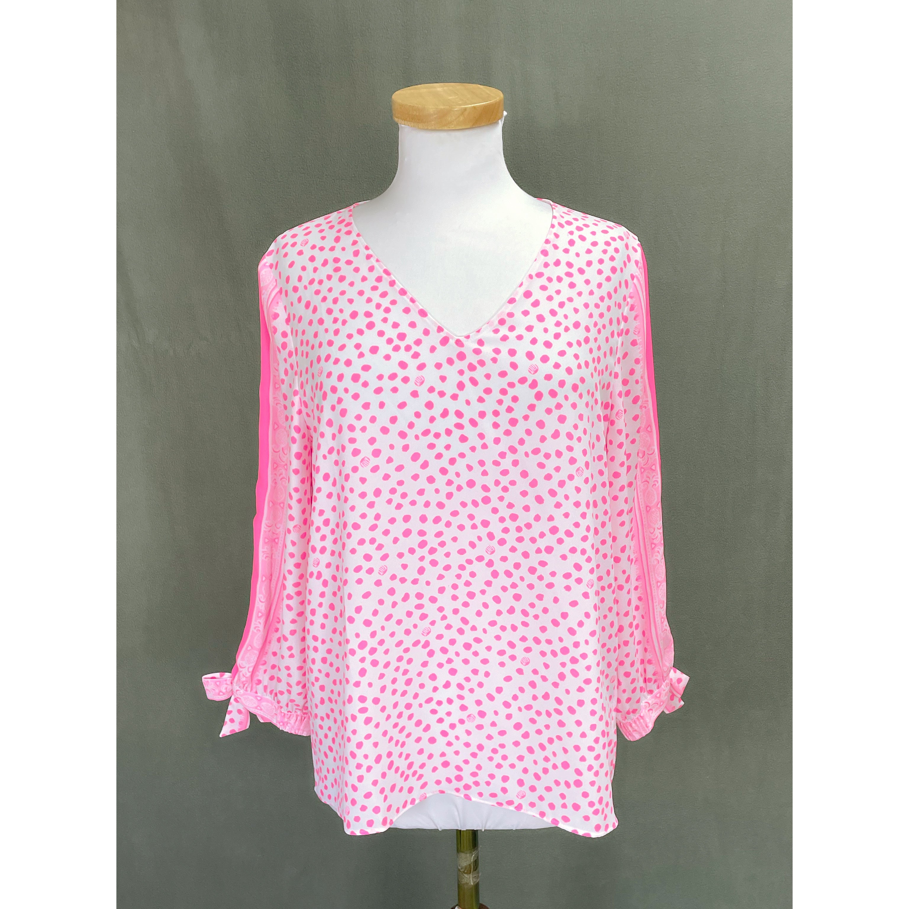 Lilly Pulitzer hot pink and white Pamala blouse, size S