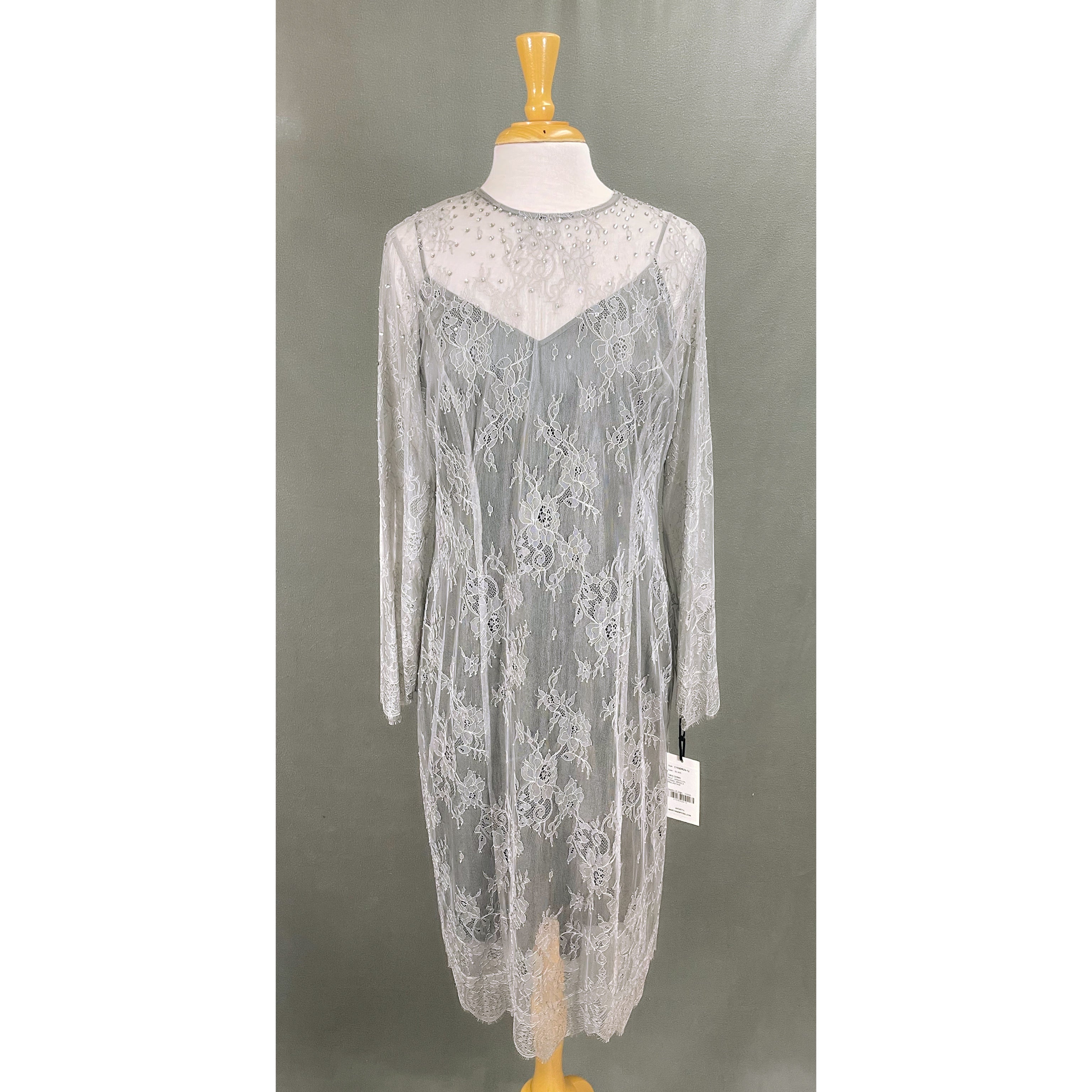 Worth silver lace dress, size 12, NEW WITH TAGS!