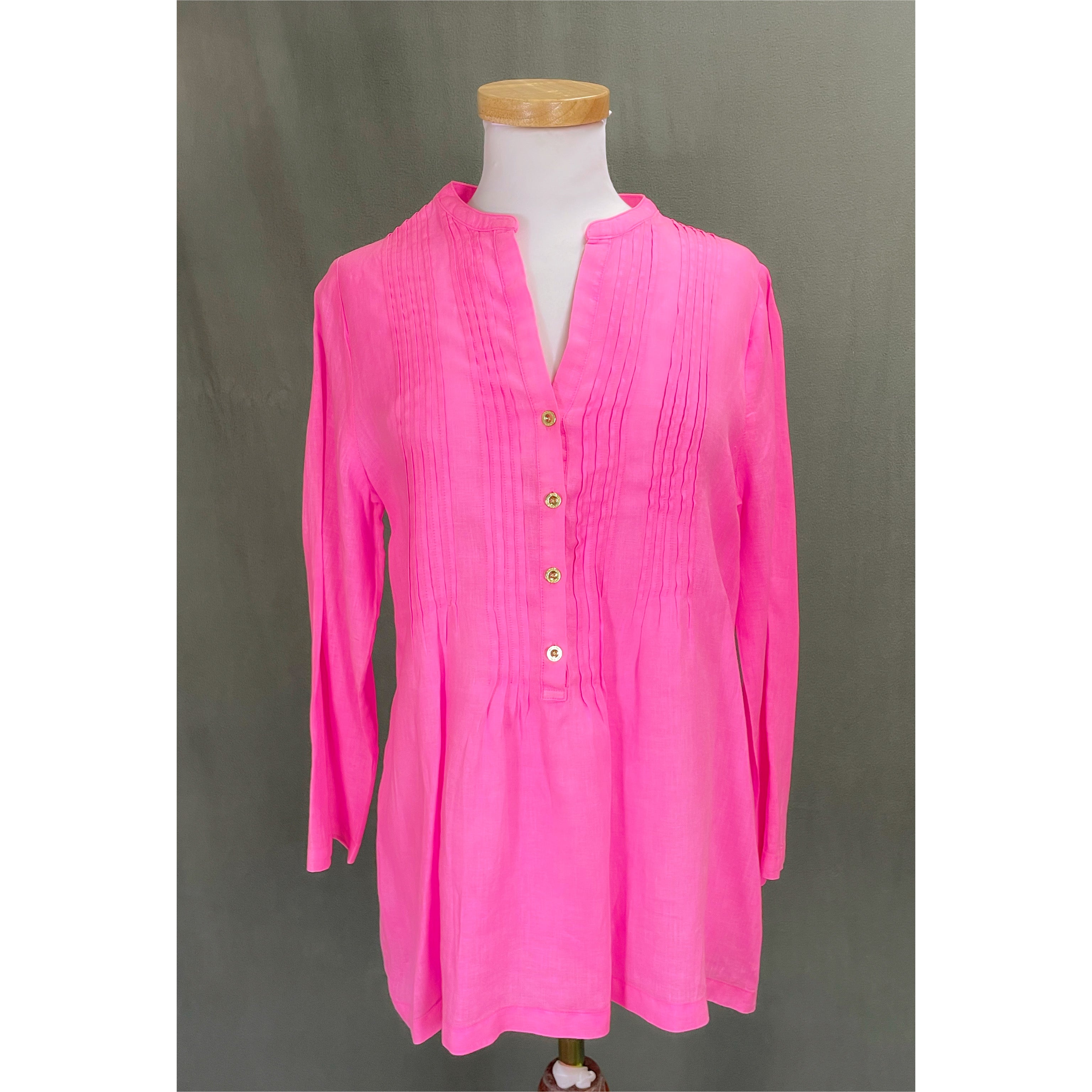 Lilly Pulitzer hot pink linen Sarasota blouse, size XS