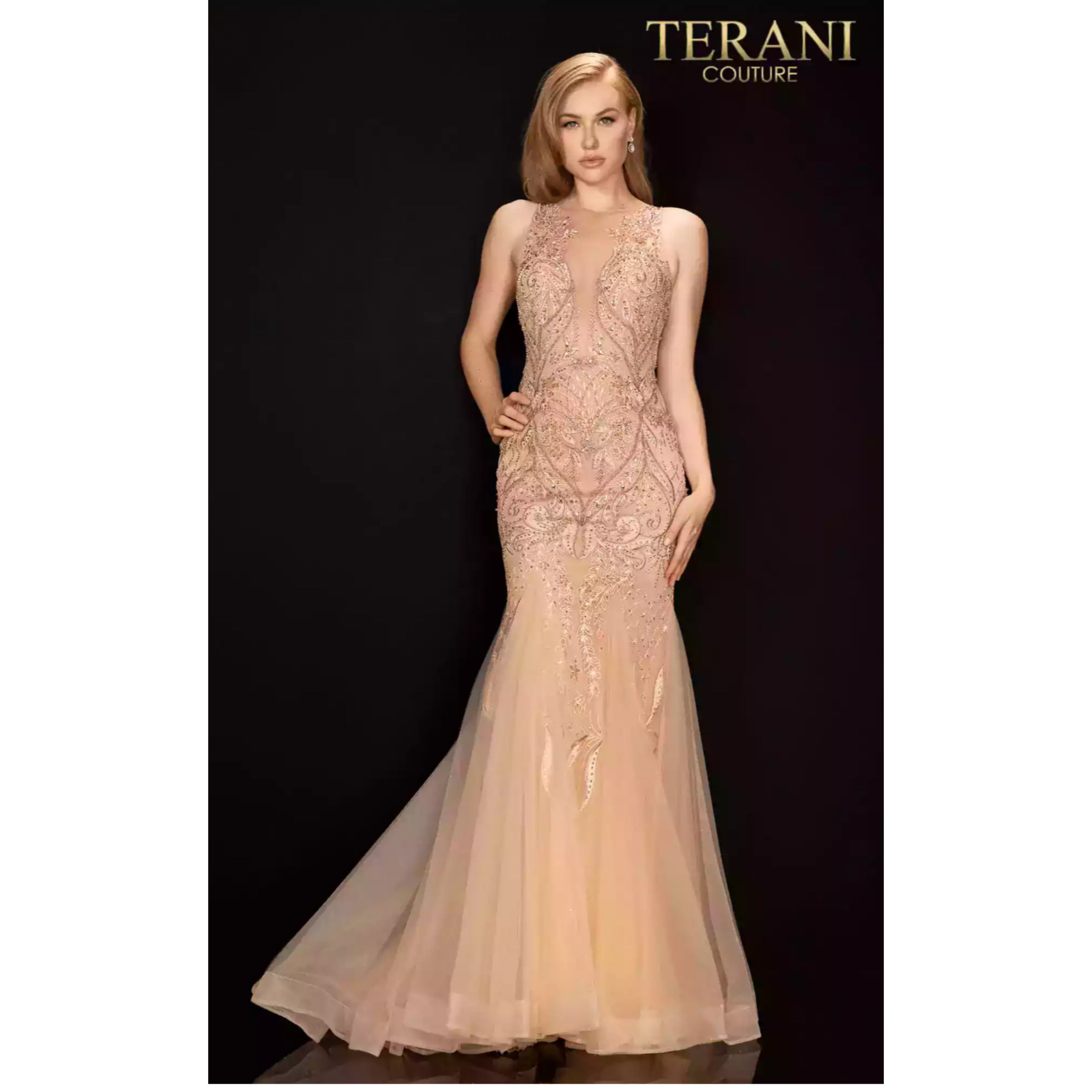 Terani rose gold dress, size 10, NEW WITH TAGS!