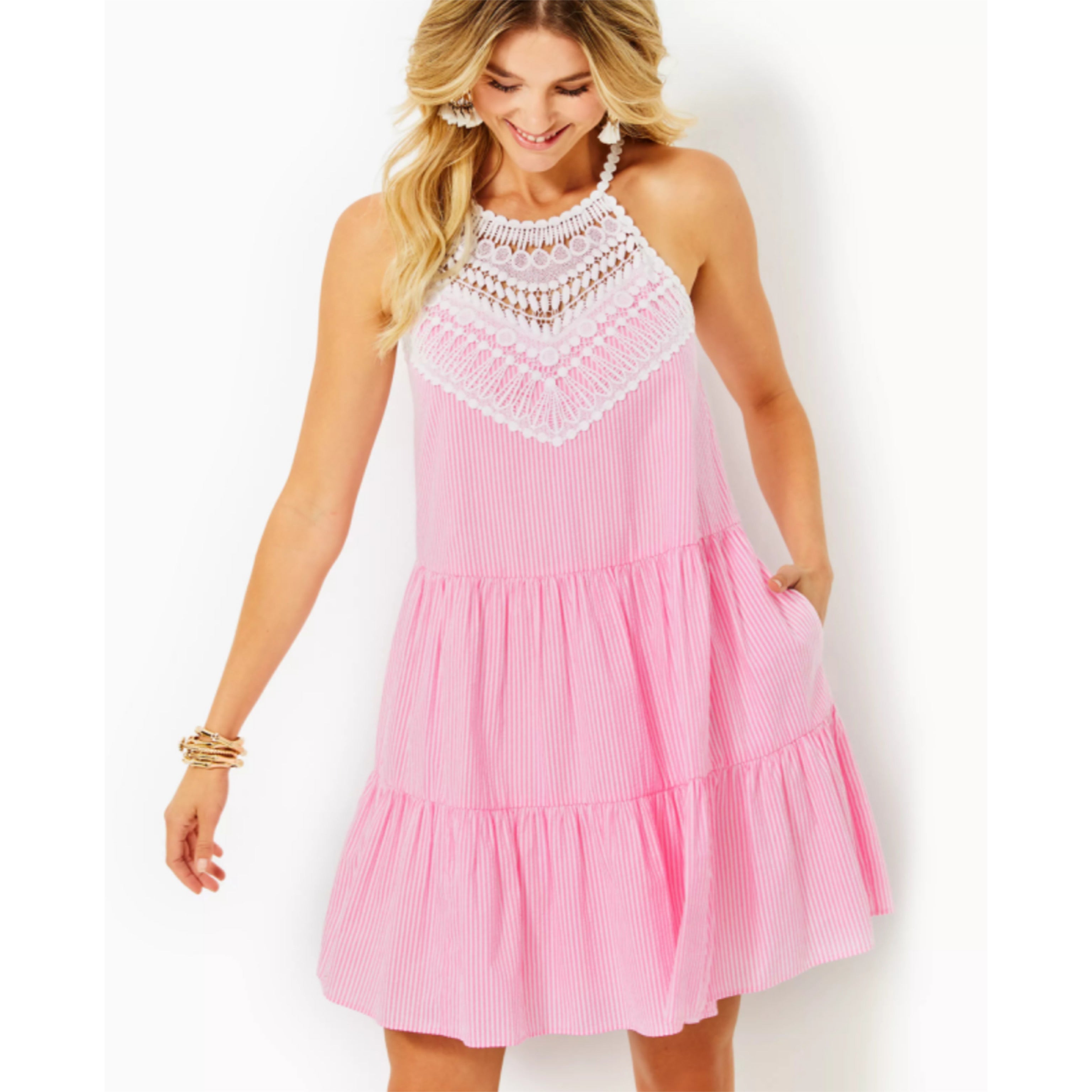 Lilly Pulitzer pink seersucker Britt dress, size 4