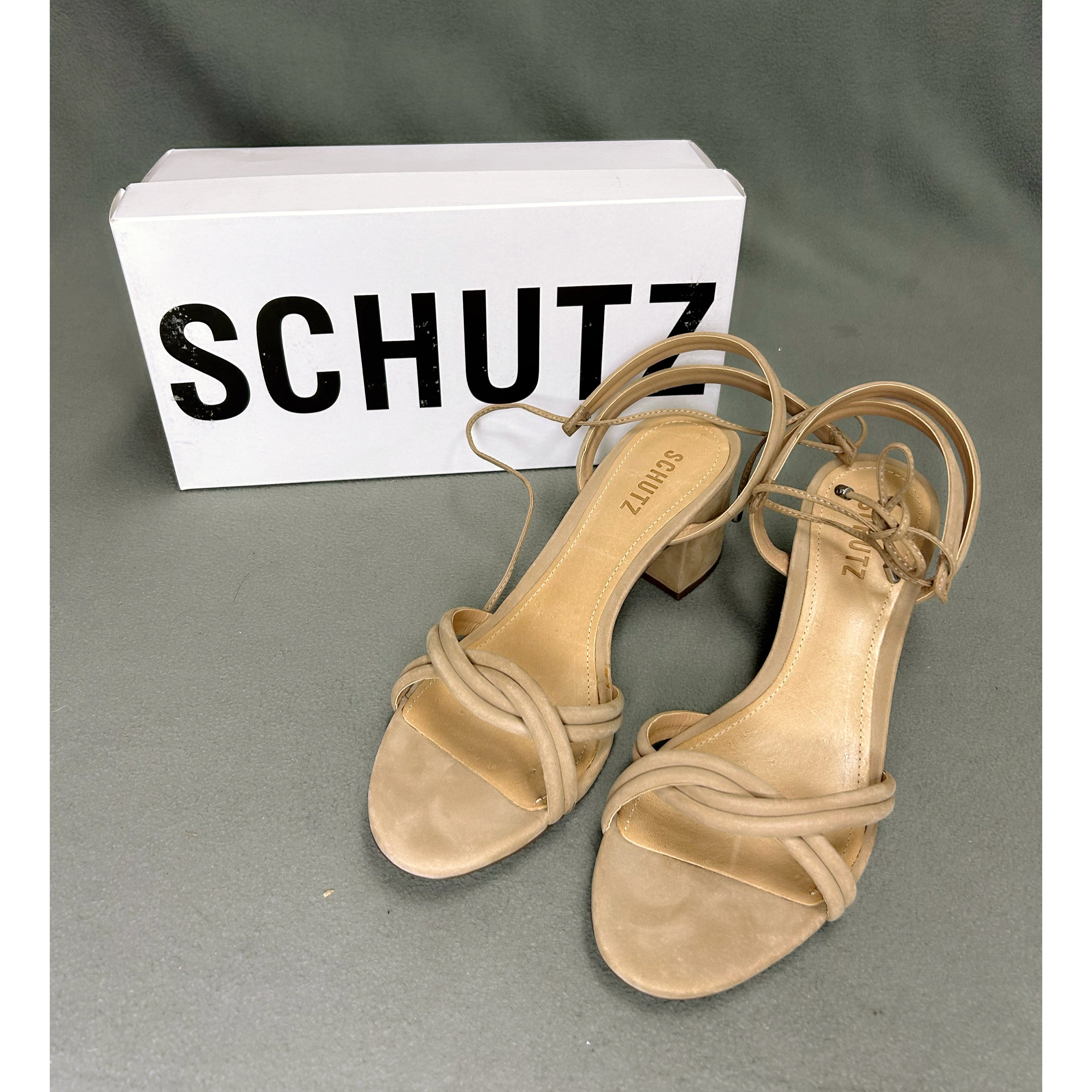 Schutz tan nubuck suede sandals, size 9, NEW IN BOX!