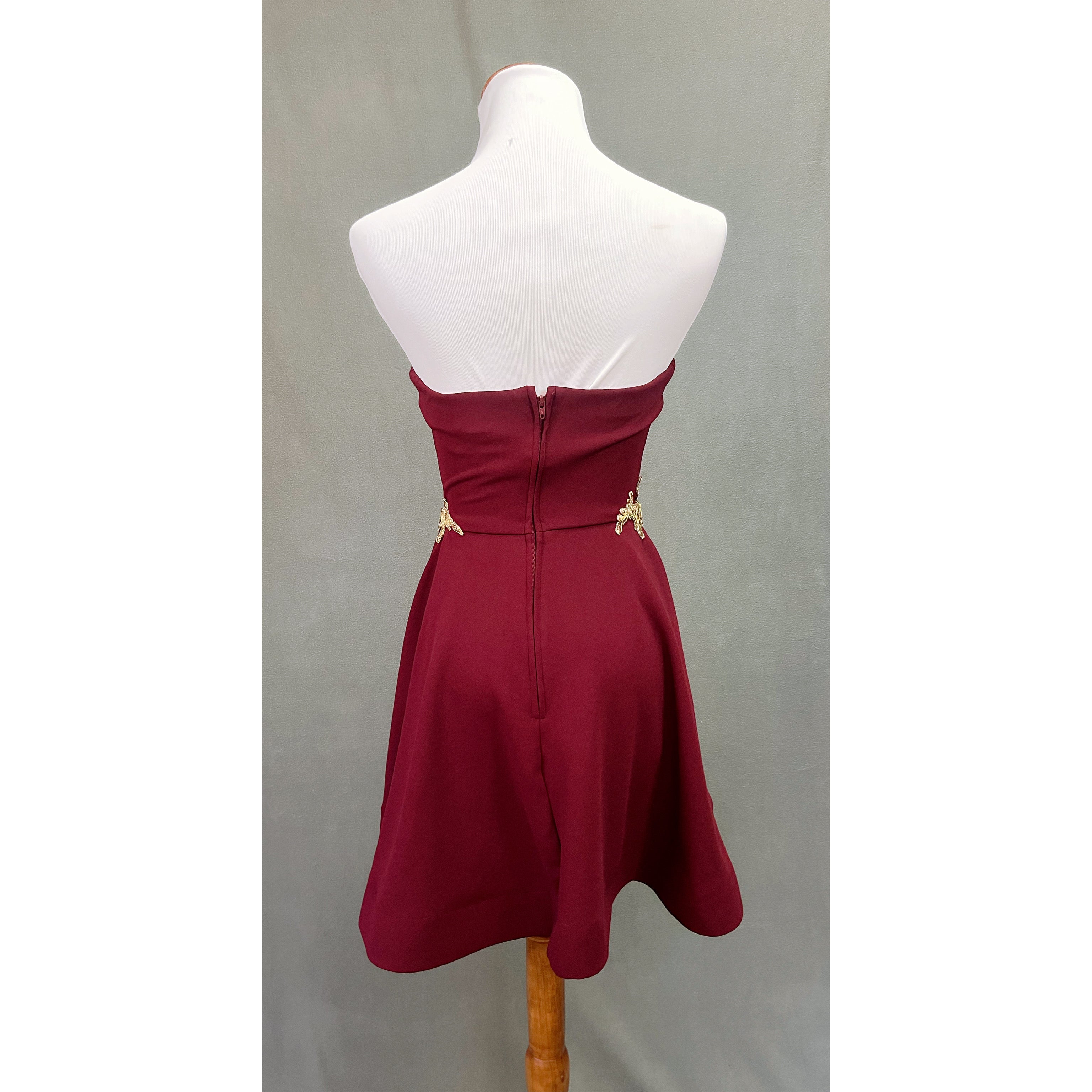B. Darlin burgundy strapless dress, size 3/4