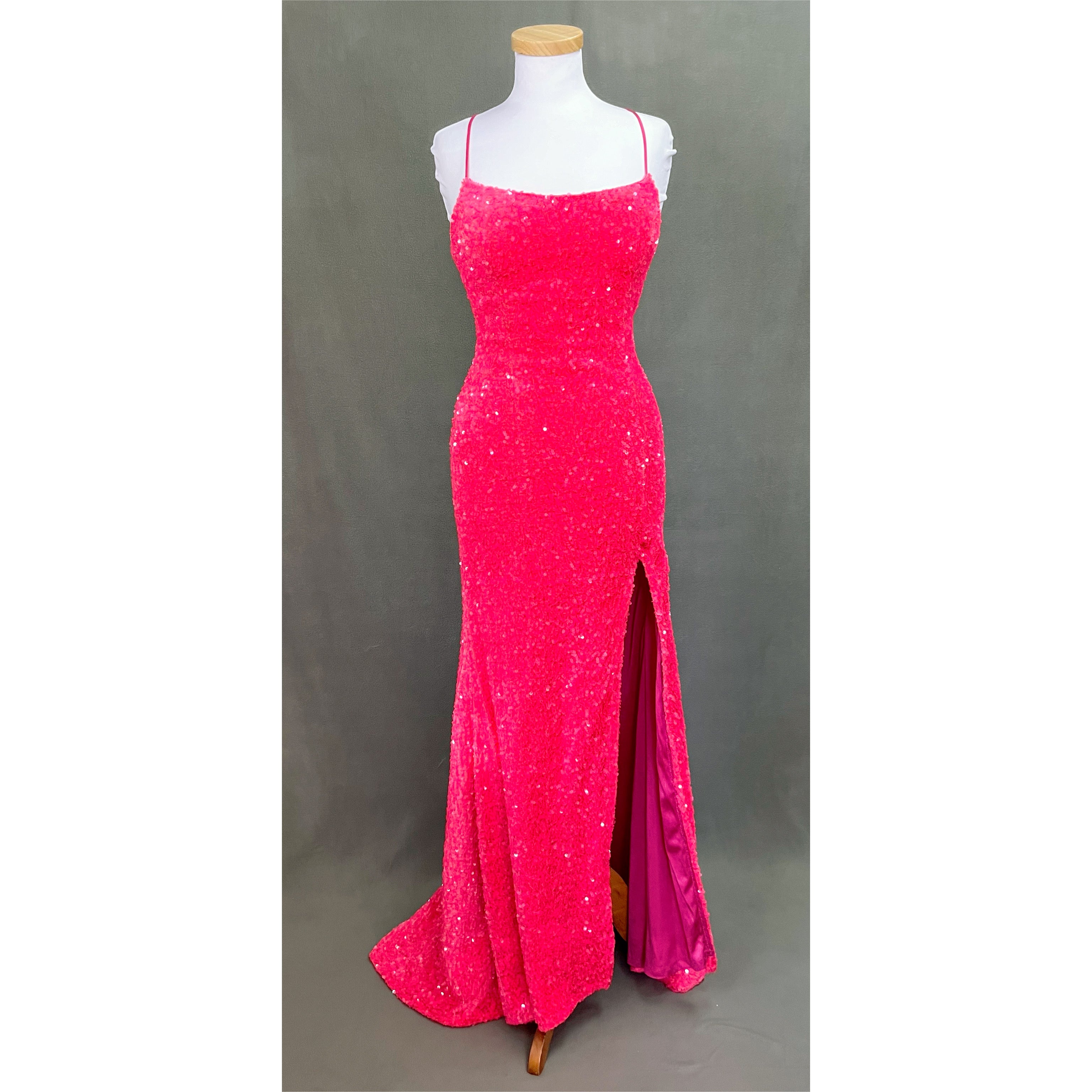 Neon pink sequin dress, size M