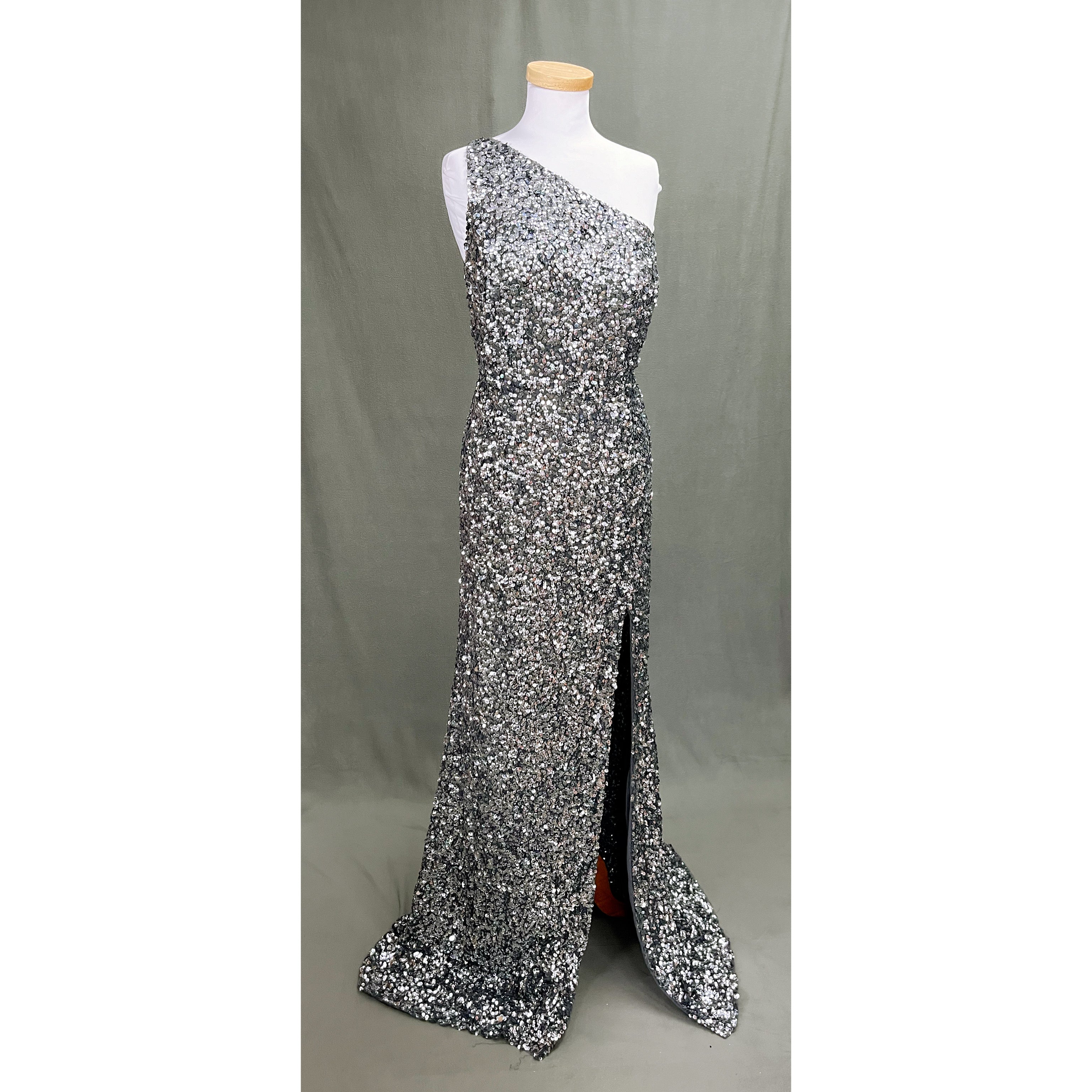 Sherri Hill gunmetal sequin dress, size 18