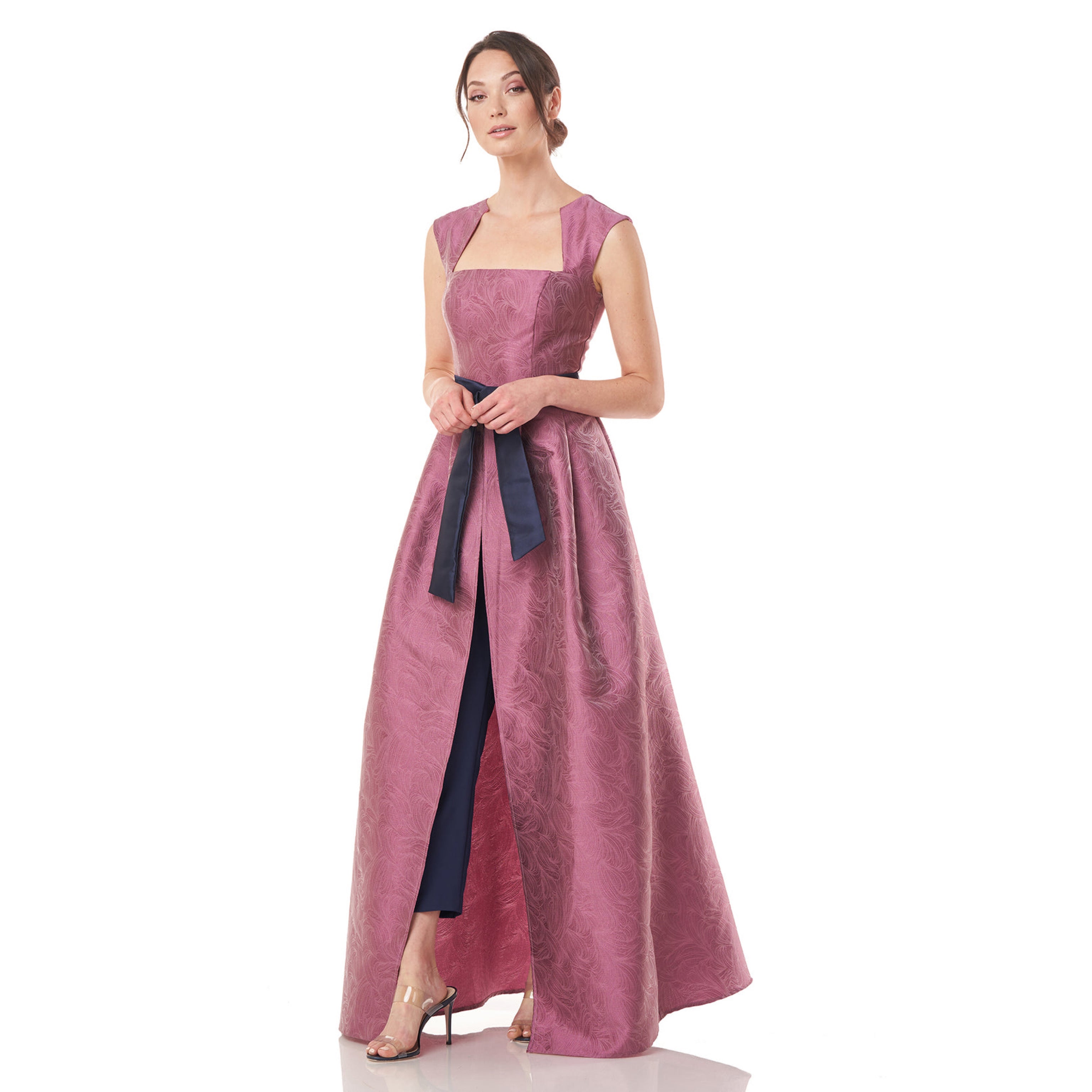 Kay Unger mauve & navy walkthrough dress, size 6
