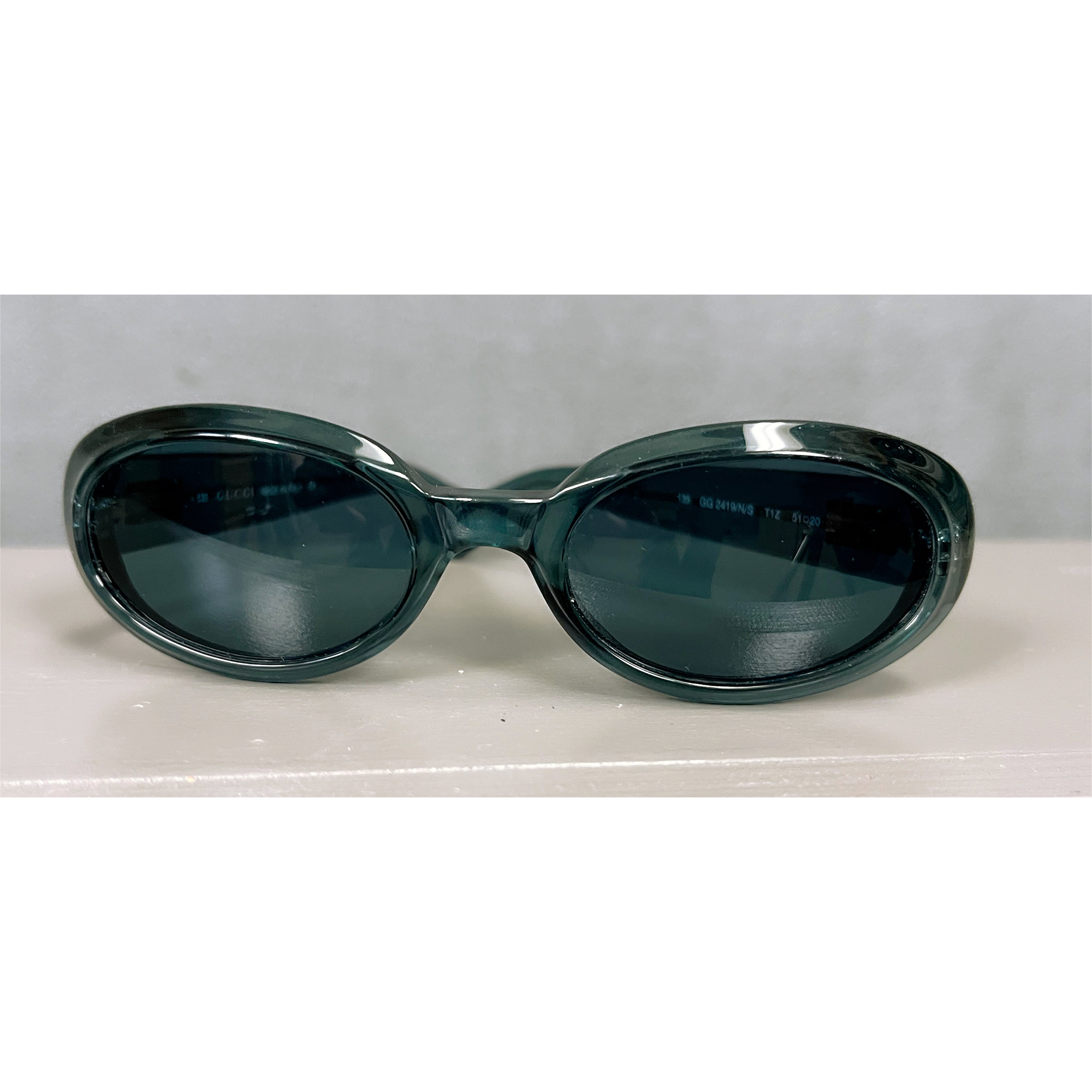 Gucci teal oval-frame sunglasses