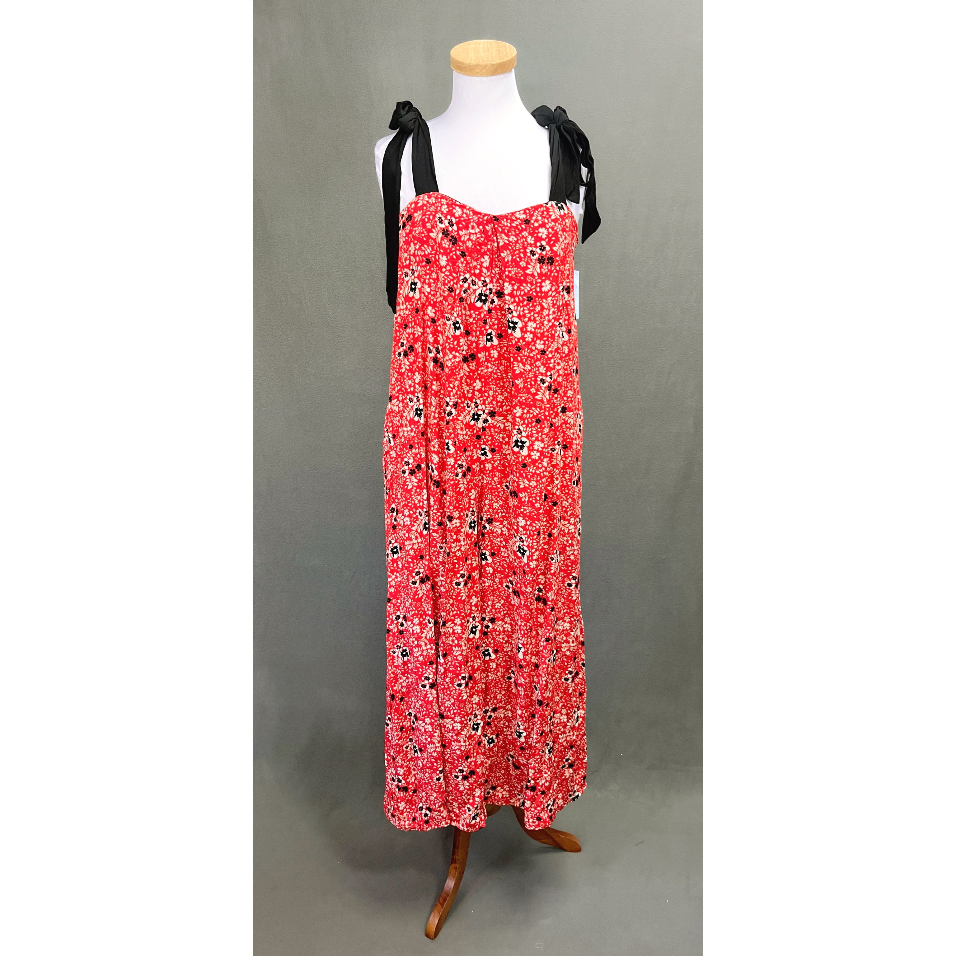 Free People red floral jumpsuit, size XS