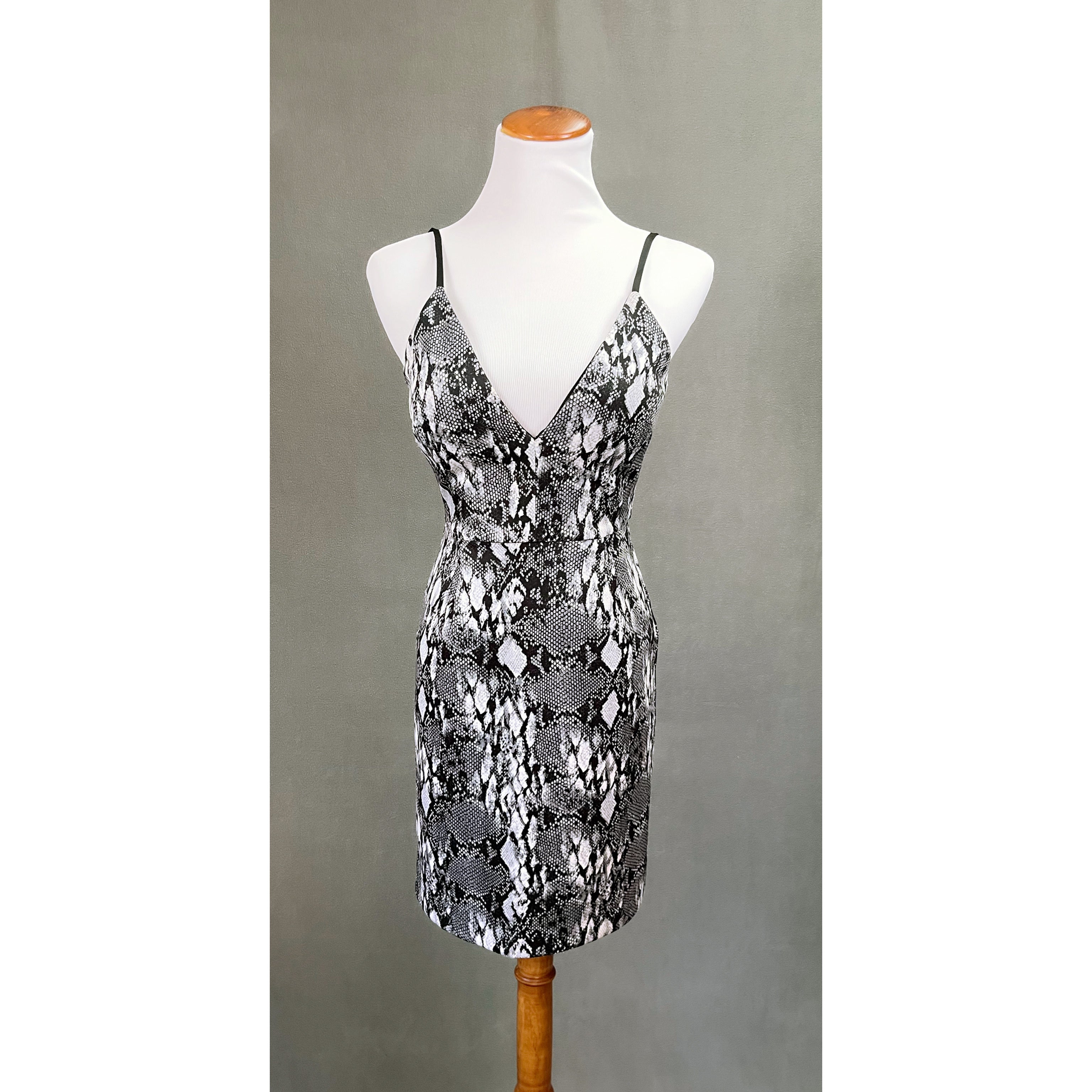 Dear Moon black and white snakeskin print dress, size 1