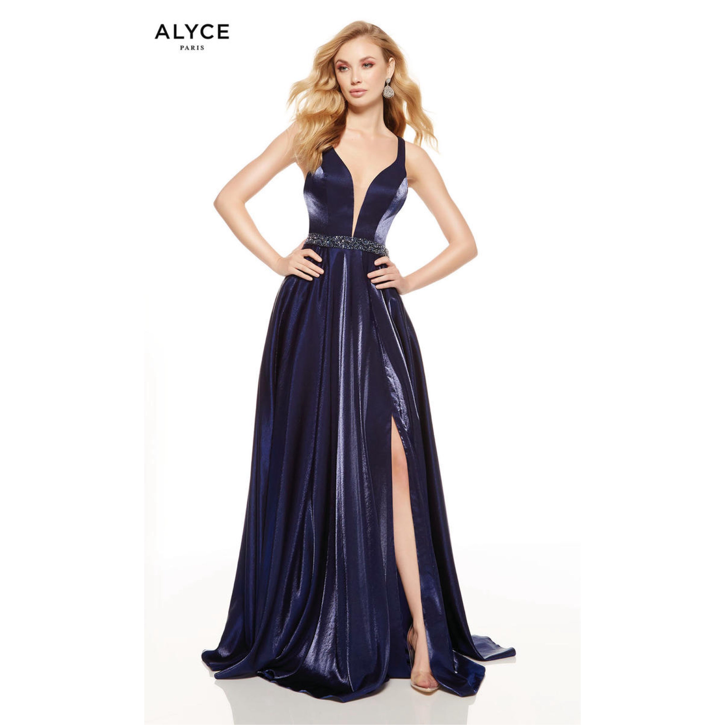 Alyce navy ballgown, size 2, NEW WITH TAGS!