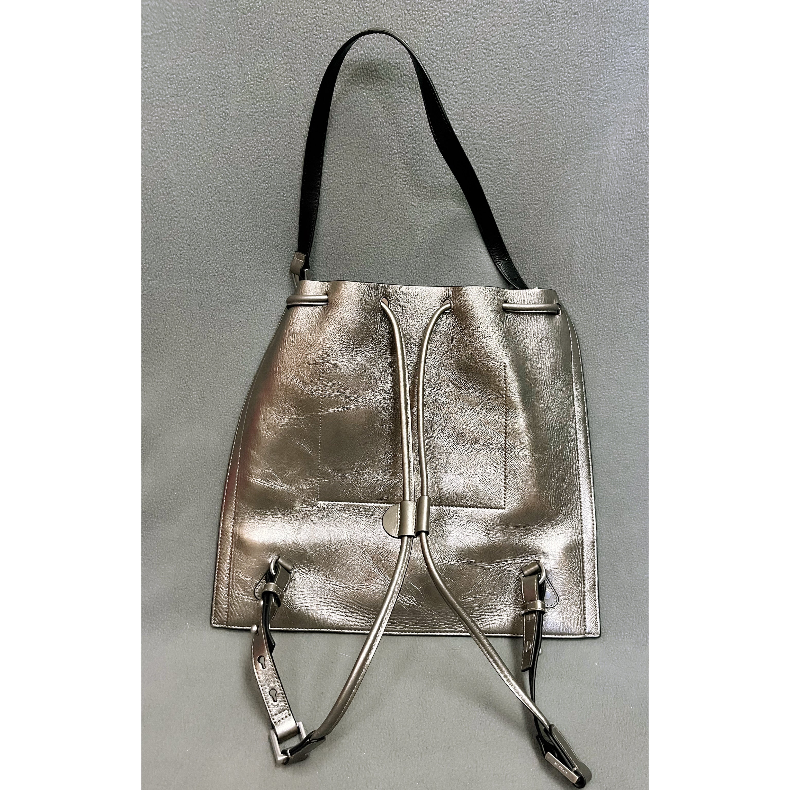 All Saints pewter leather tote bag/backpack