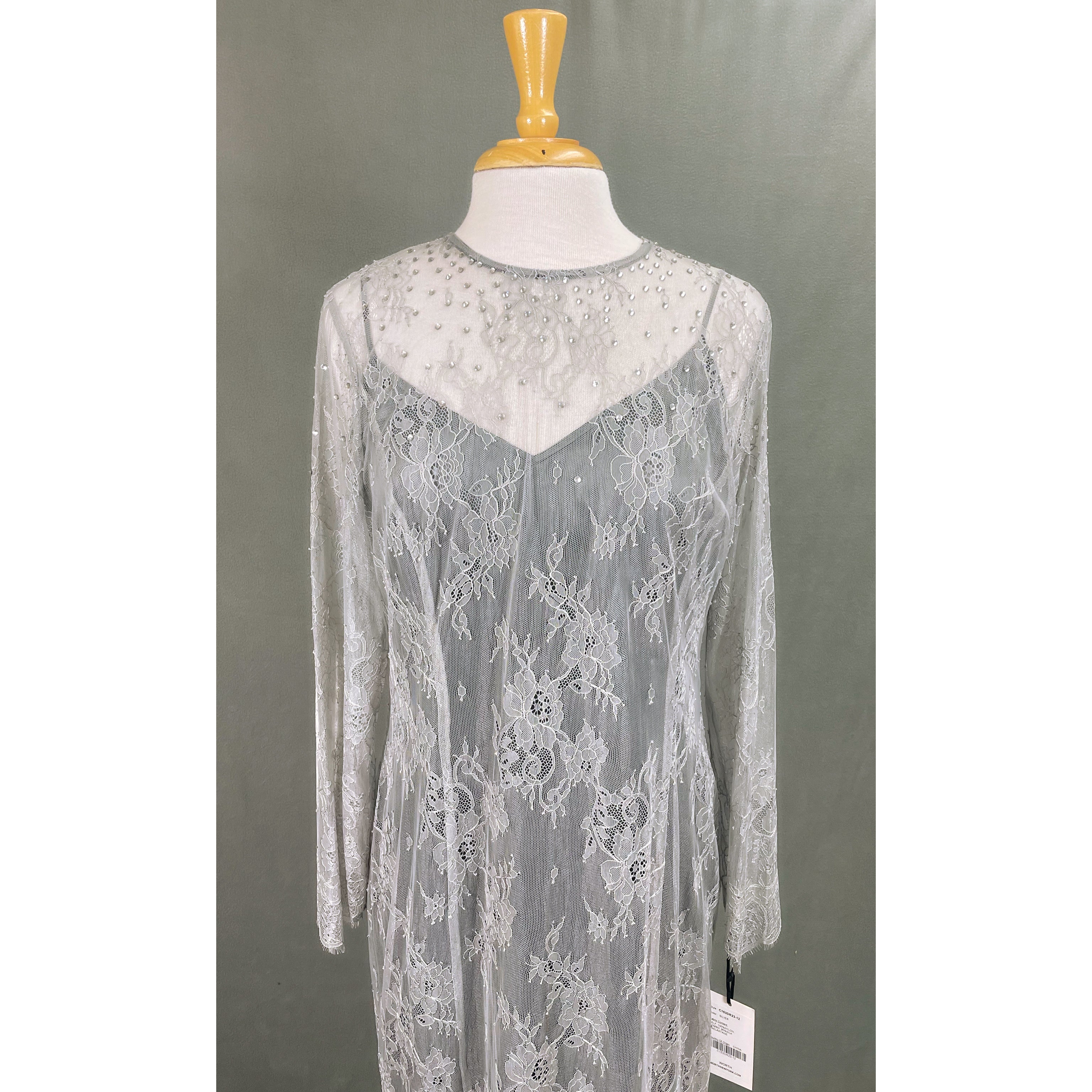 Worth silver lace dress, size 12, NEW WITH TAGS!