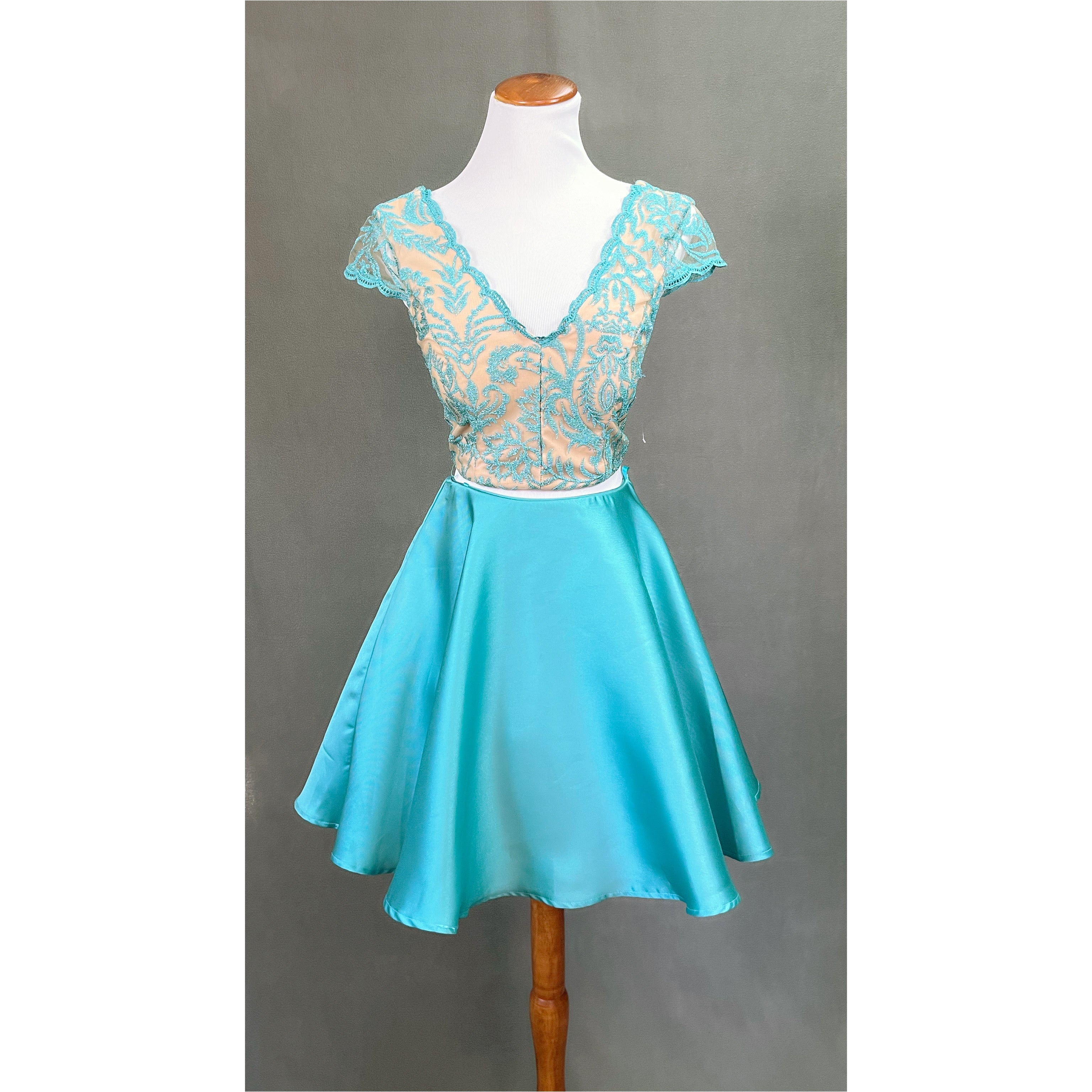 Jodi Kristopher turquoise 2-piece dress, size 1, NEW WITH TAGS!