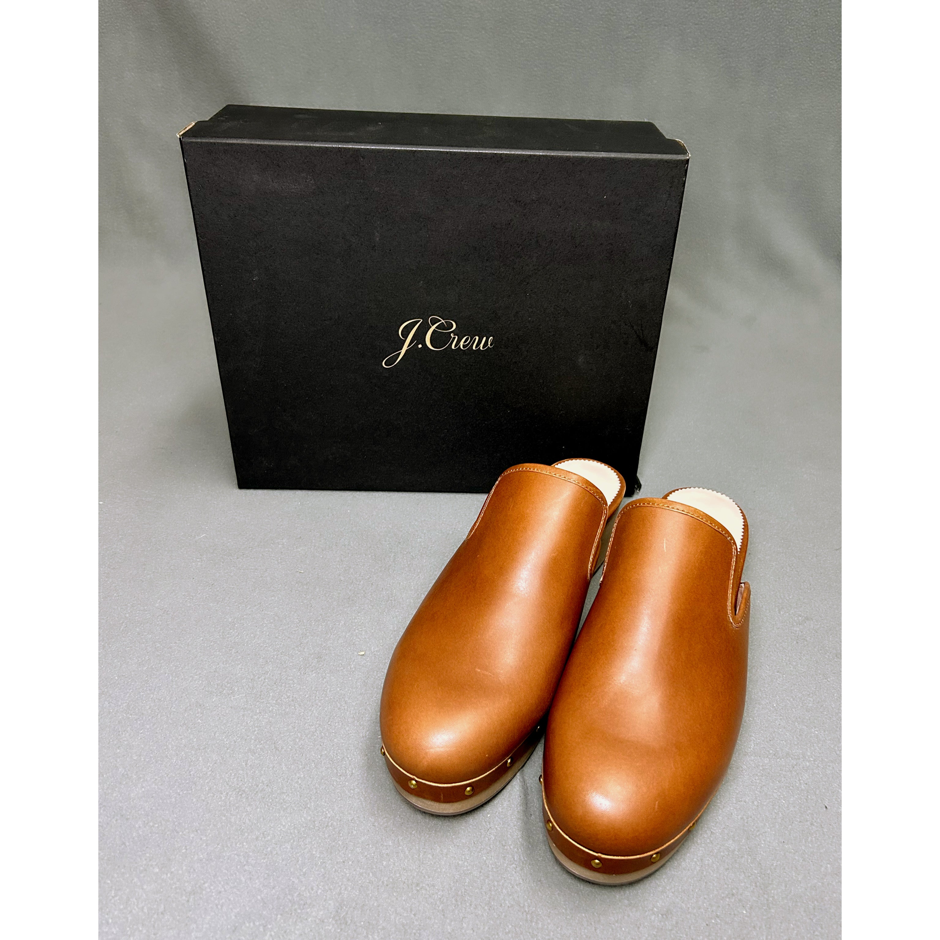 J. Crew brown leather Dakota clogs, size 9.5, NEW IN BOX!