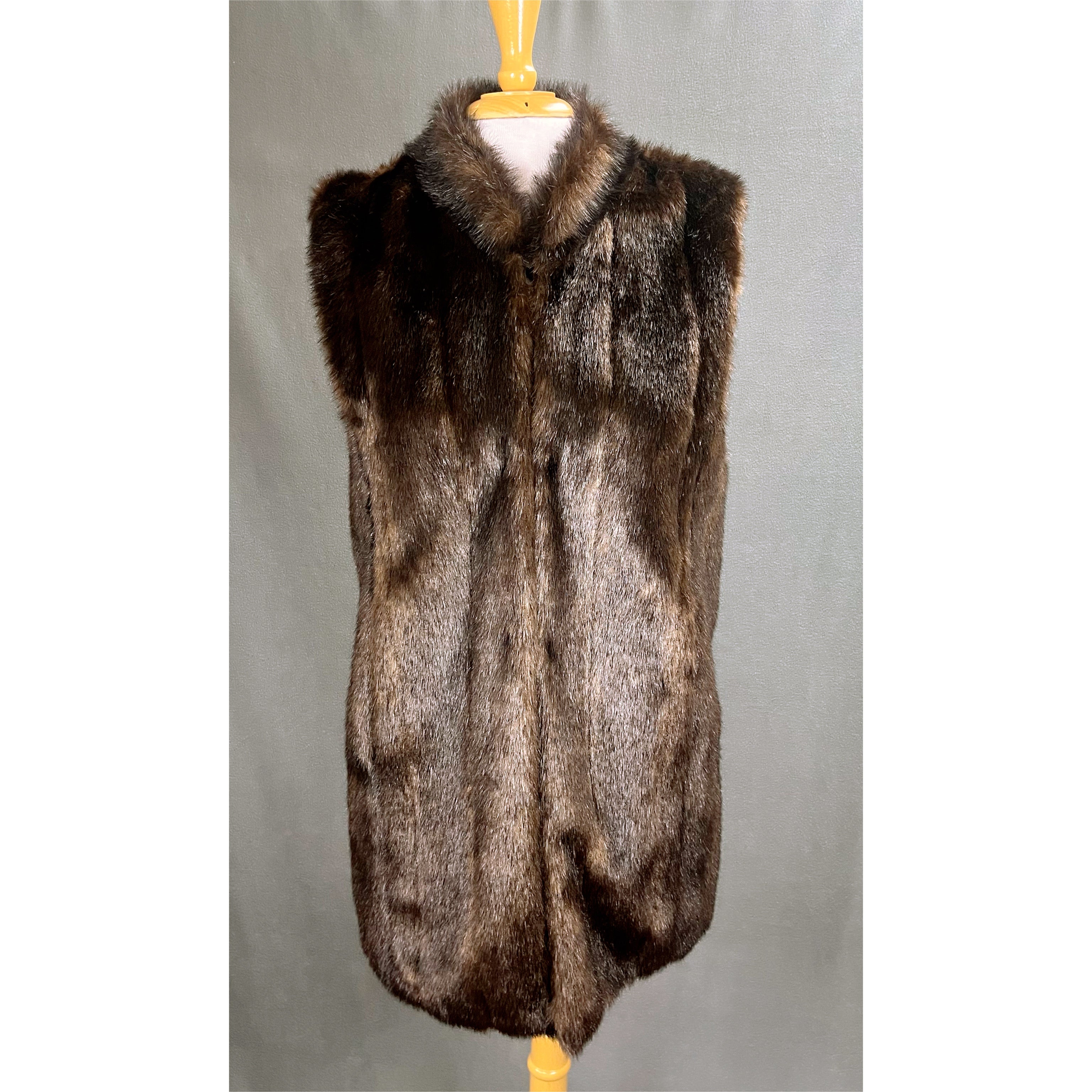 Fabulous Furs faux mink vest, size S