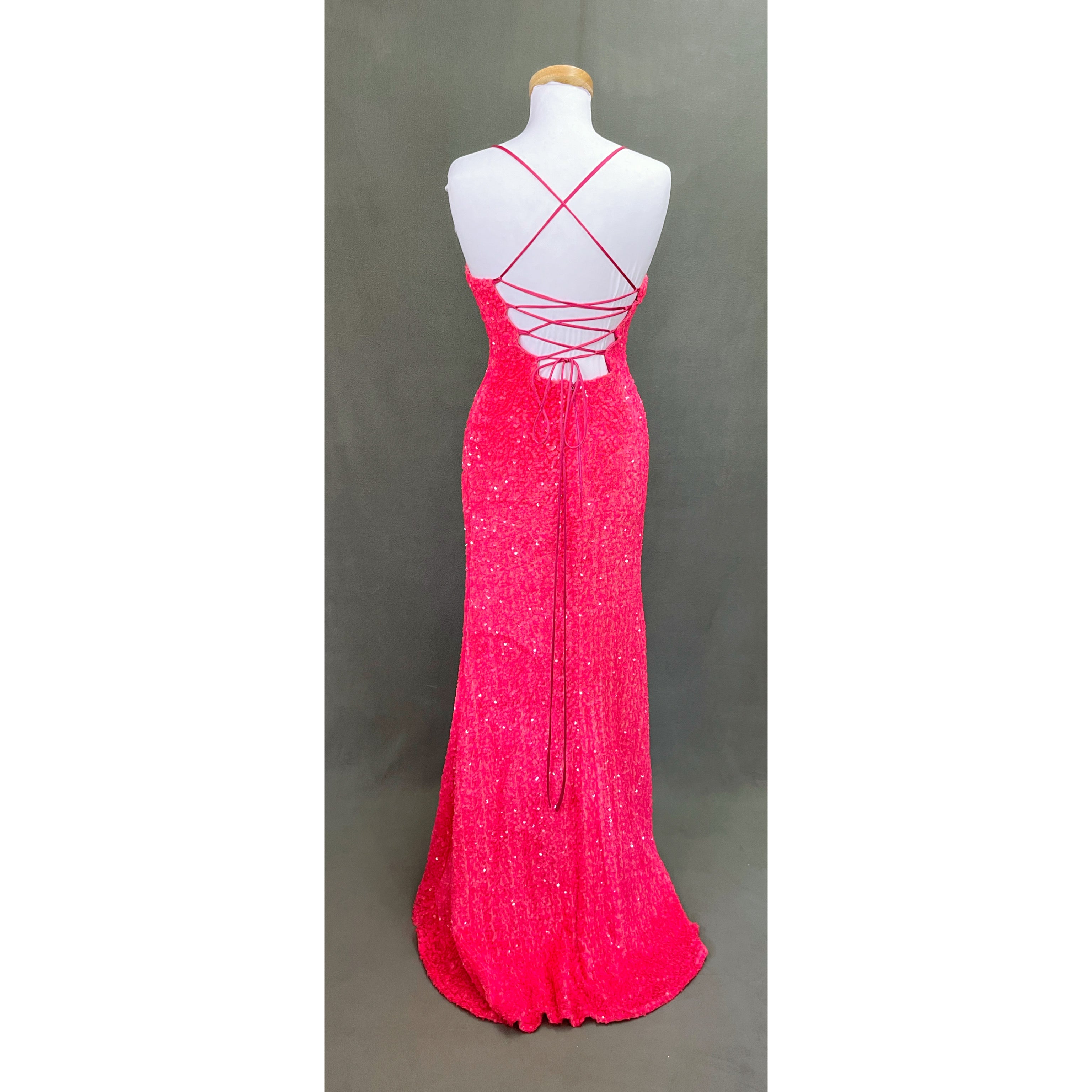 Neon pink sequin dress, size M