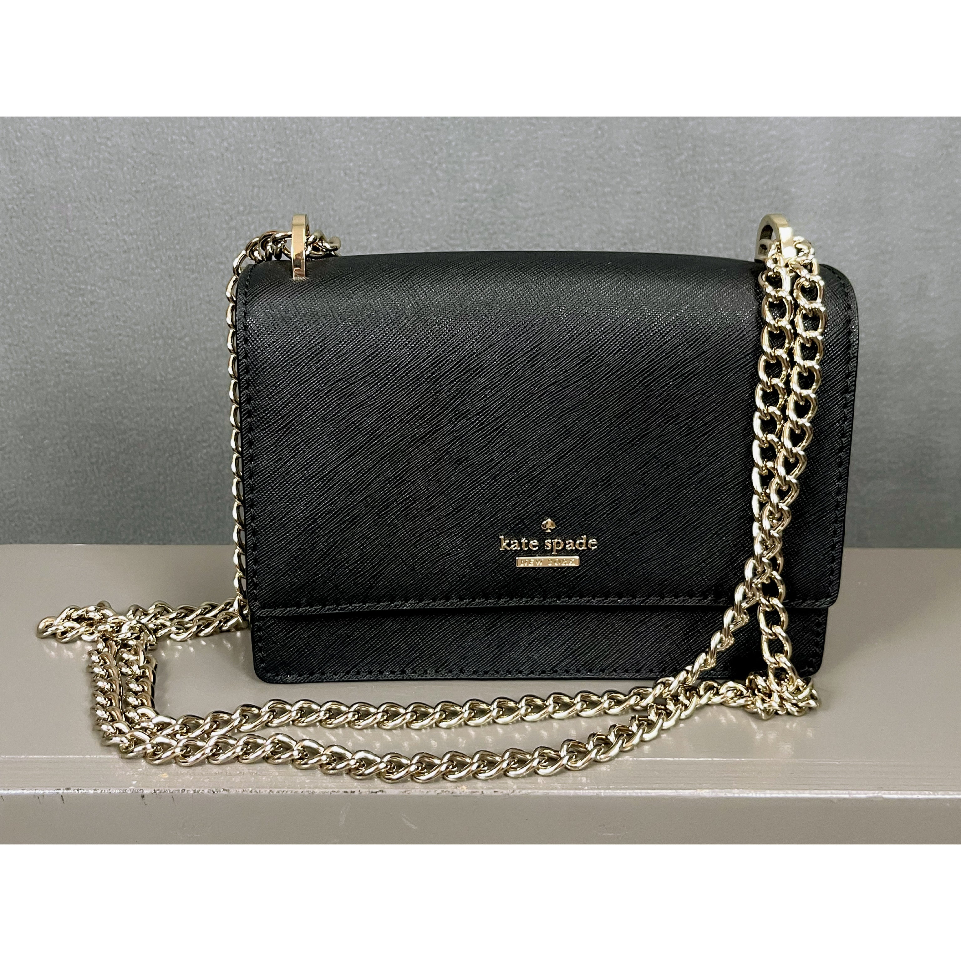 Kate Spade black bag with gold chain, like new!