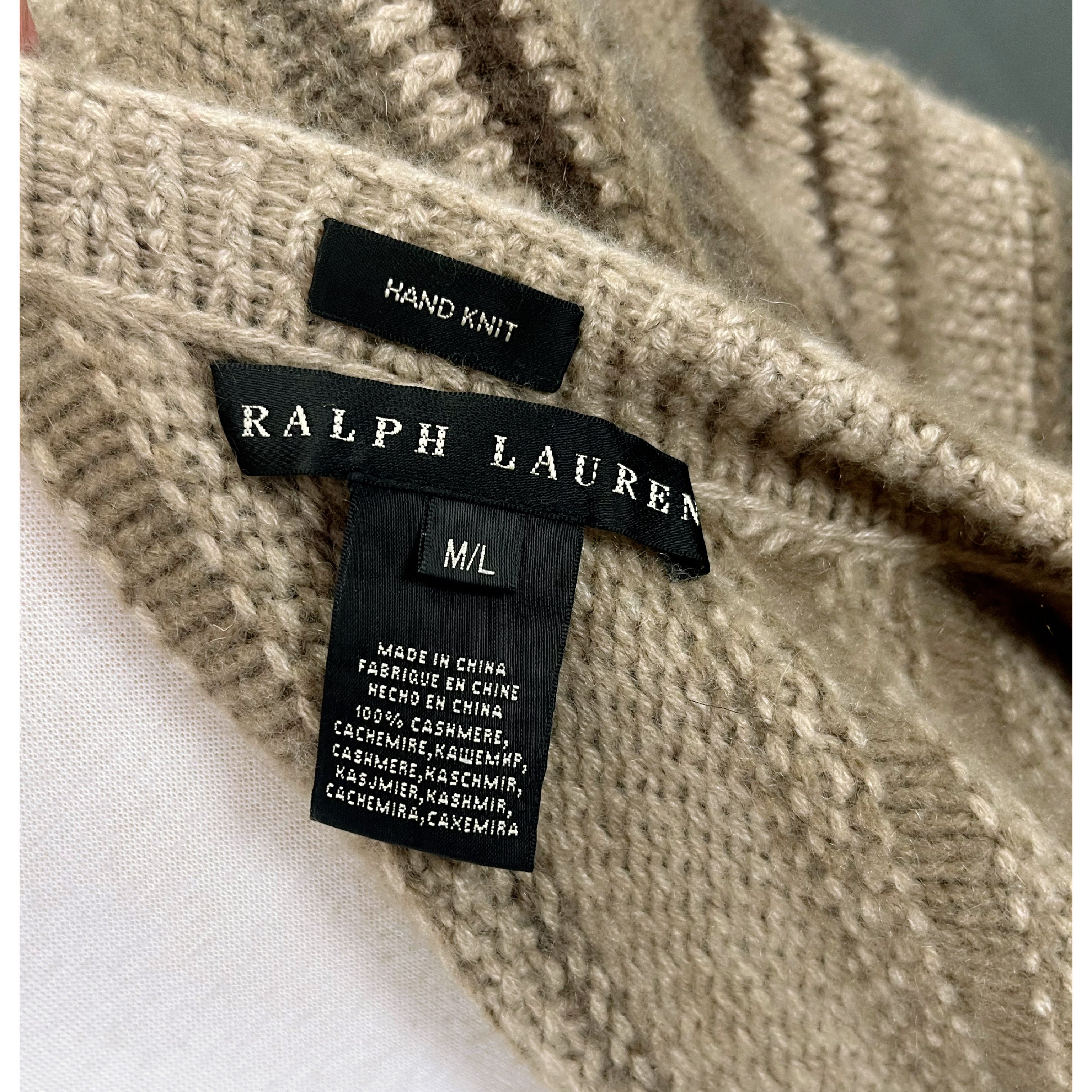 Ralph Lauren mocha cashmere sweater, size M/L