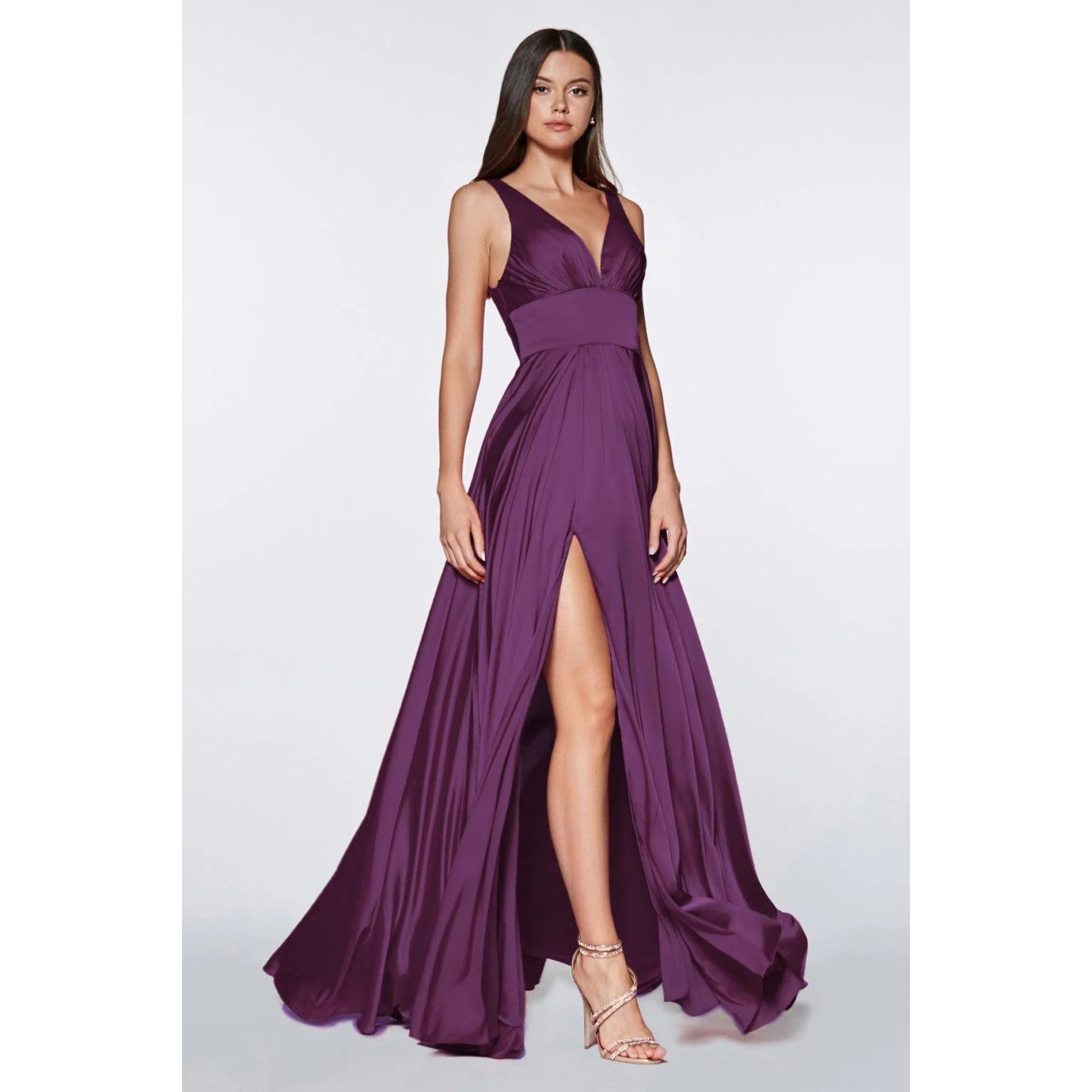 LaDivine eggplant satin dress, size 2, NEW WITH TAGS!