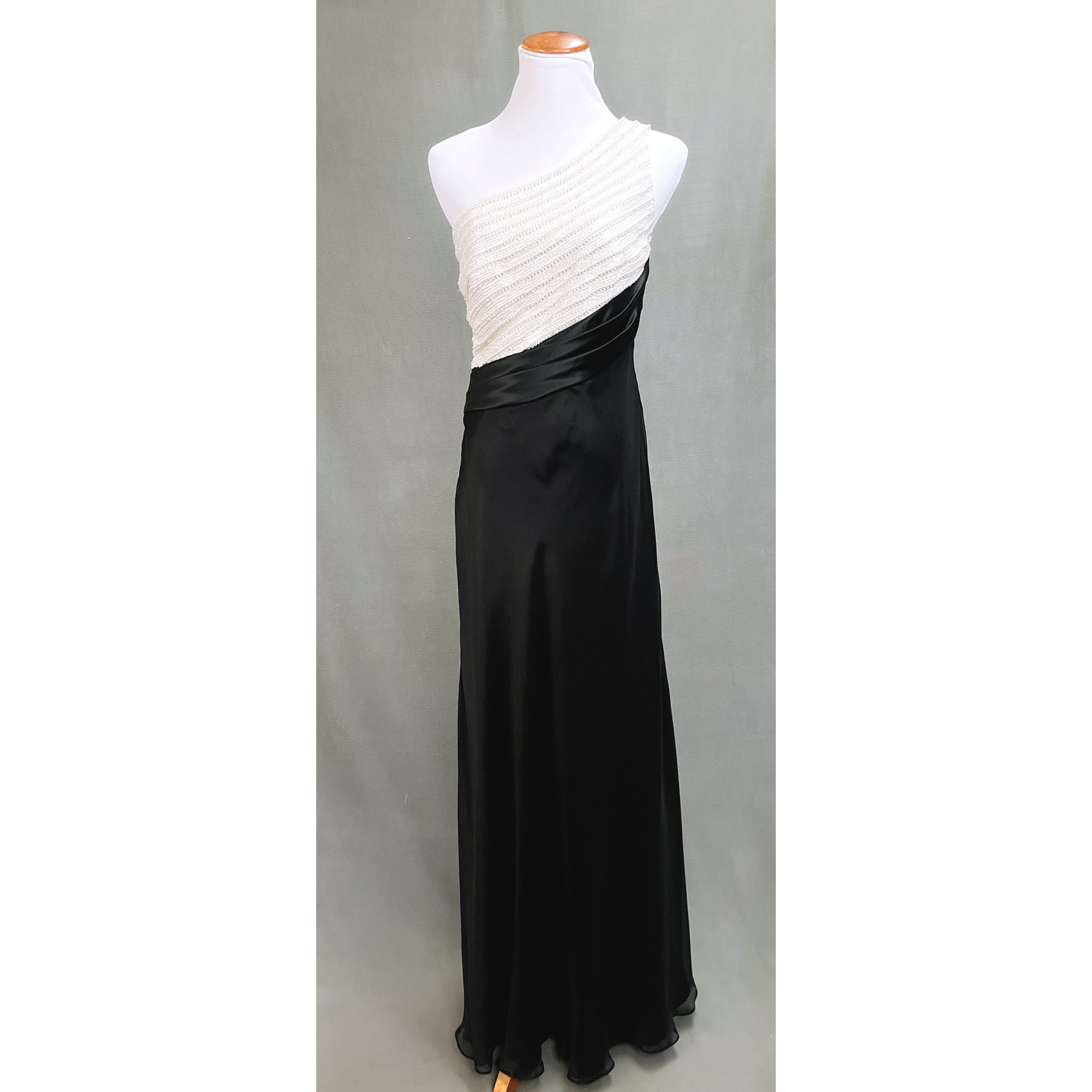 Carmen Marc Valvo pearl and black dress, size 4