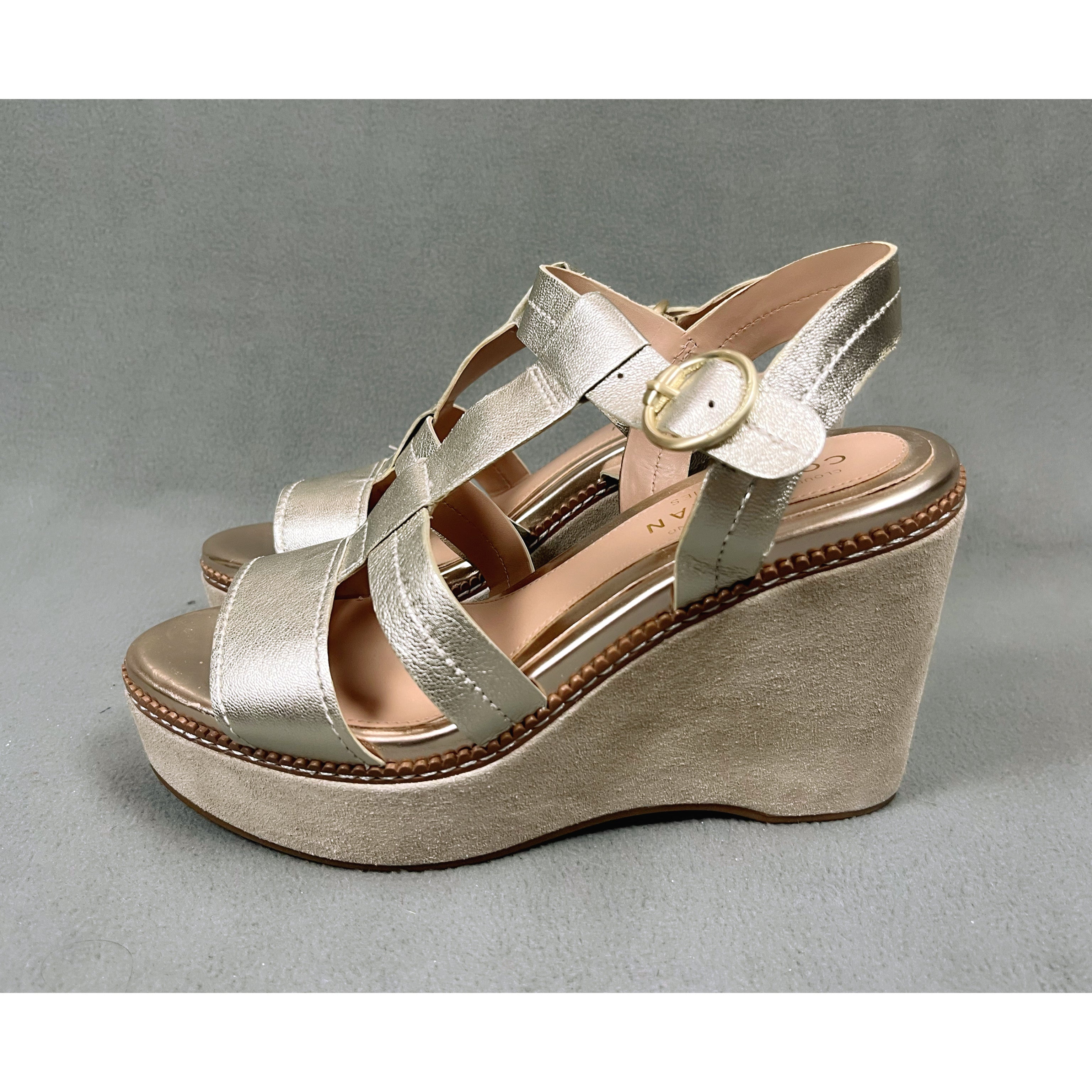 Cole Haan gold wedge sandals, size 6, BRAND NEW!