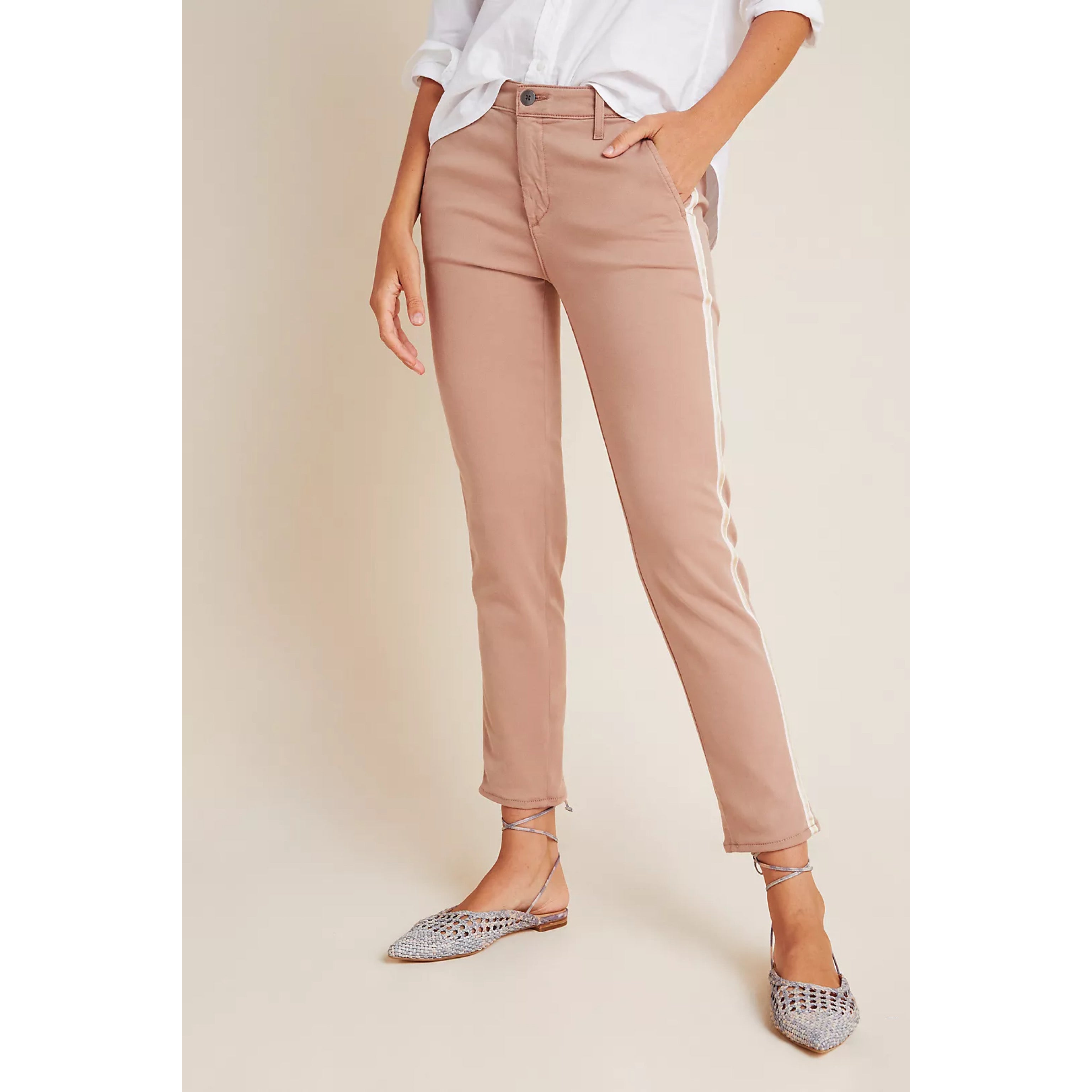 AG Caden side-stripe blush pants, size 27, NEW WITH TAGS!