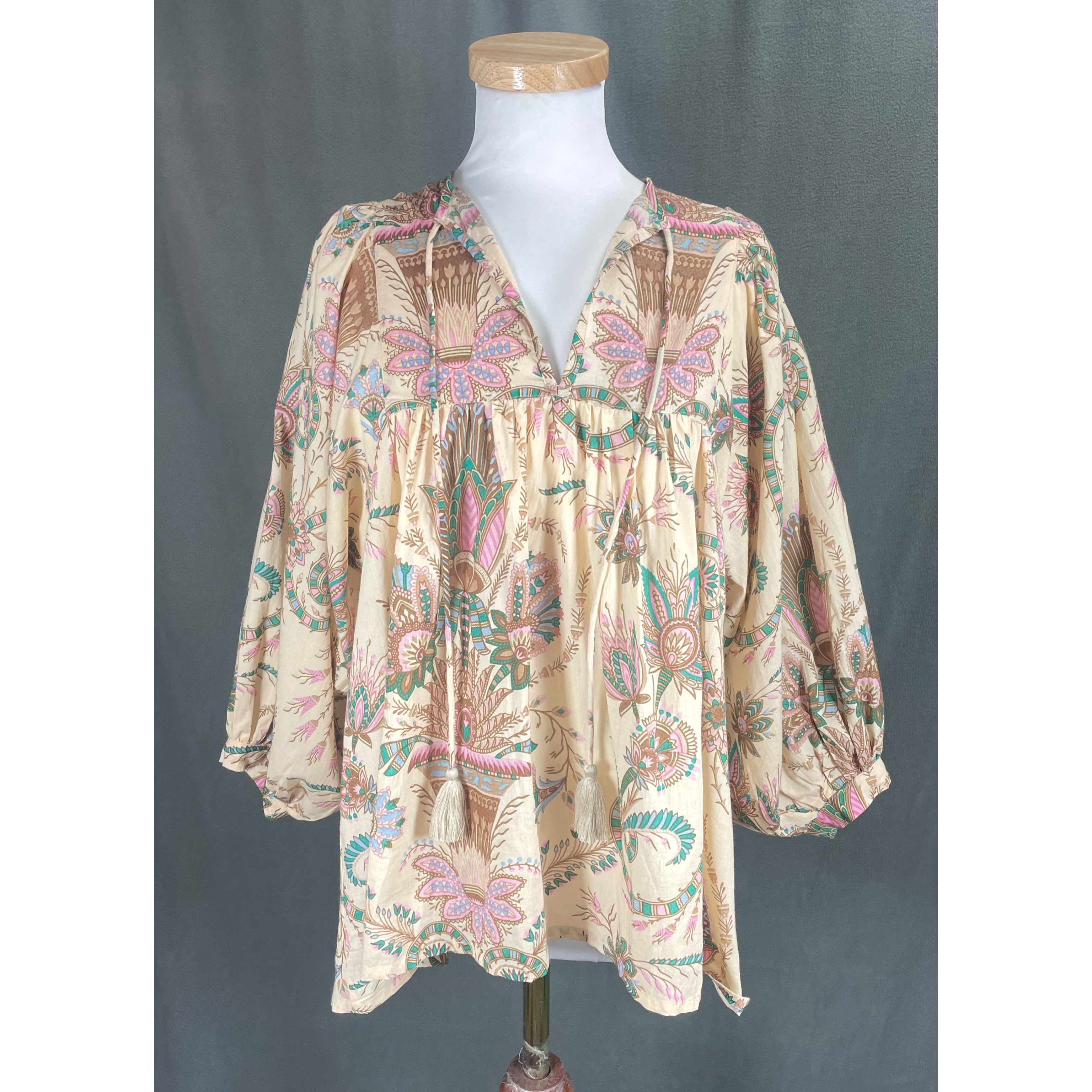 Mille blush floral blouse, size XS (runs large)