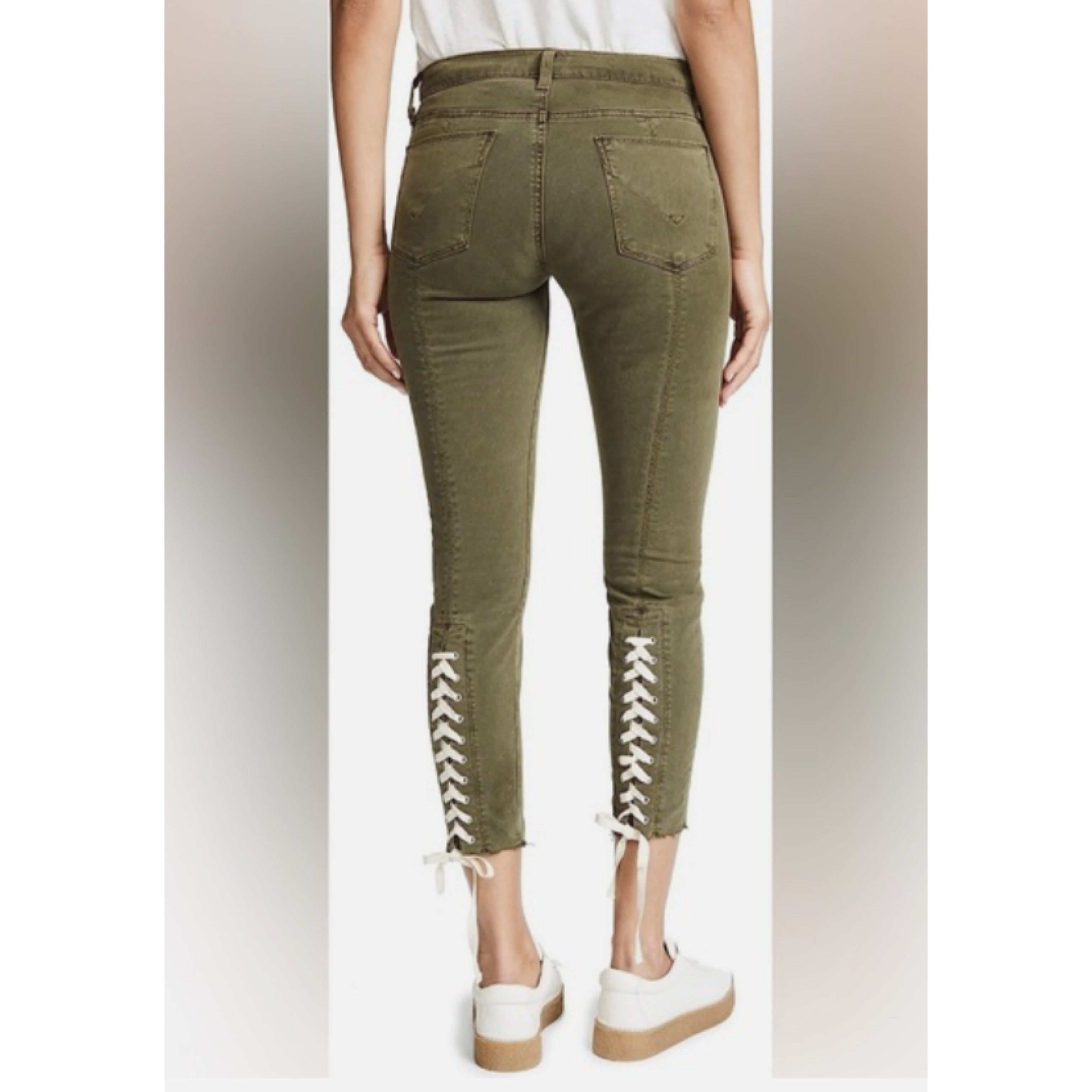Hudson olive Nico crop lace-up jeans, size 28, NEW WITH TAGS!