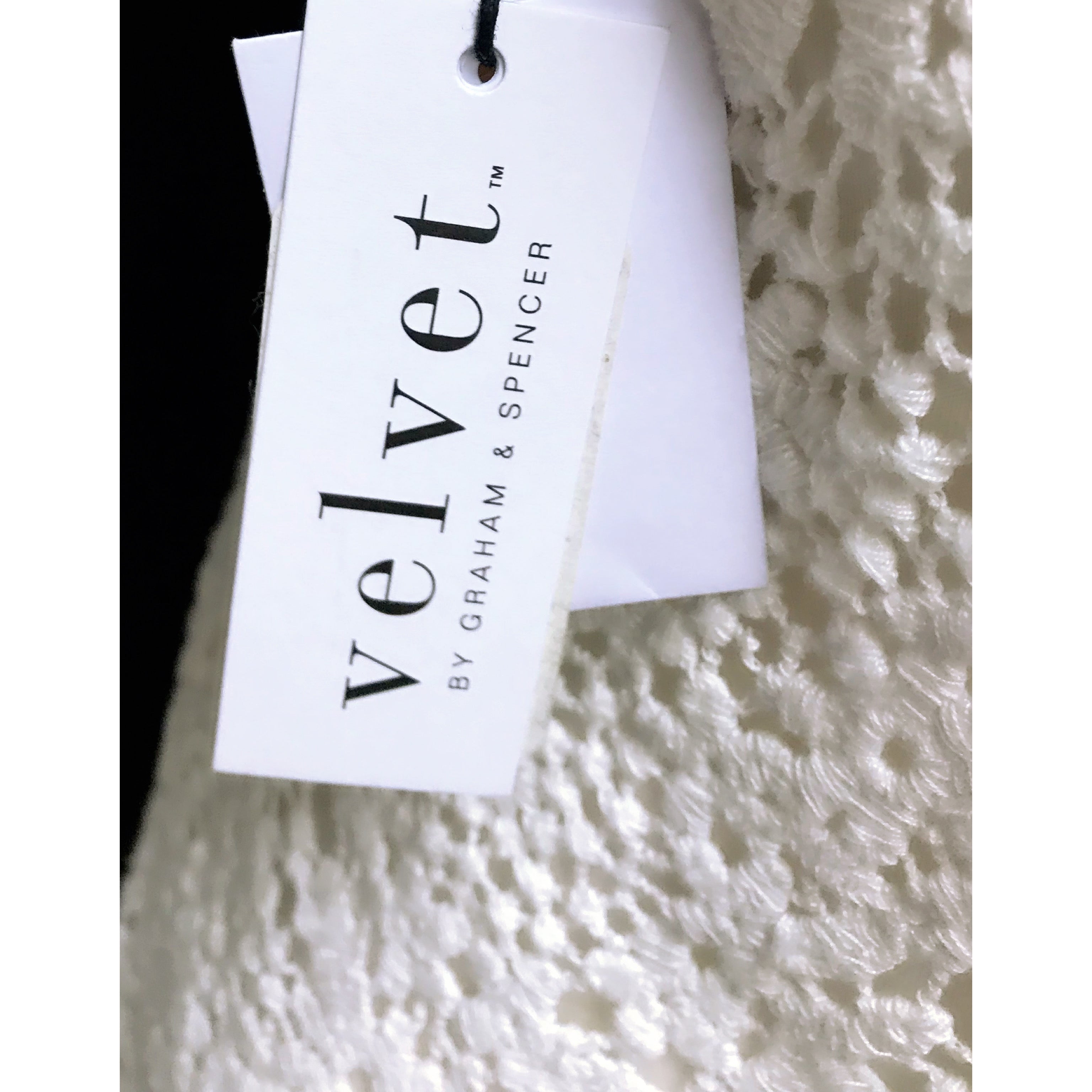 Velvet cream crochet blouse, size M, NEW WITH TAGS!