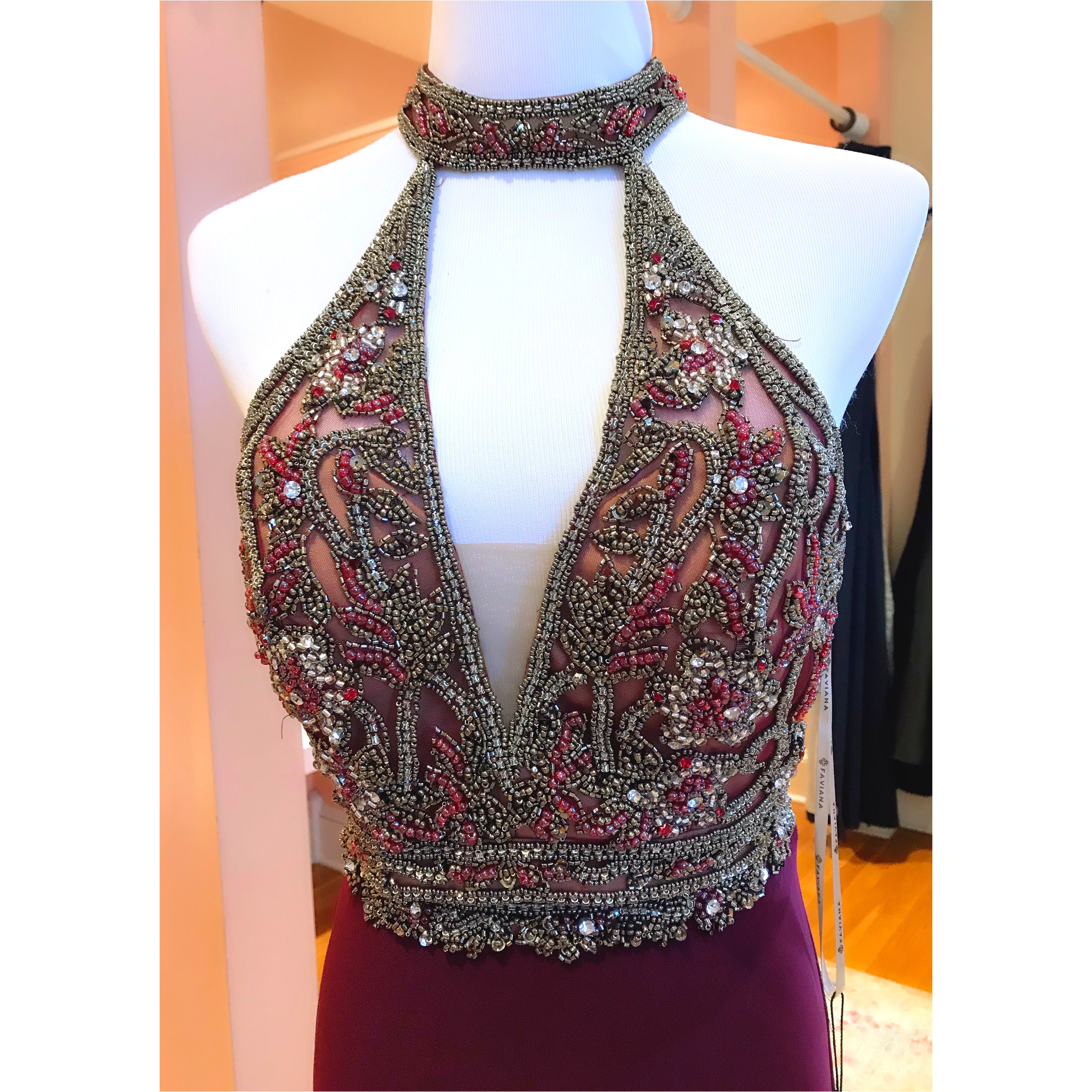 Faviana burgundy 2-piece dress, size 2, NEW WITH TAGS!