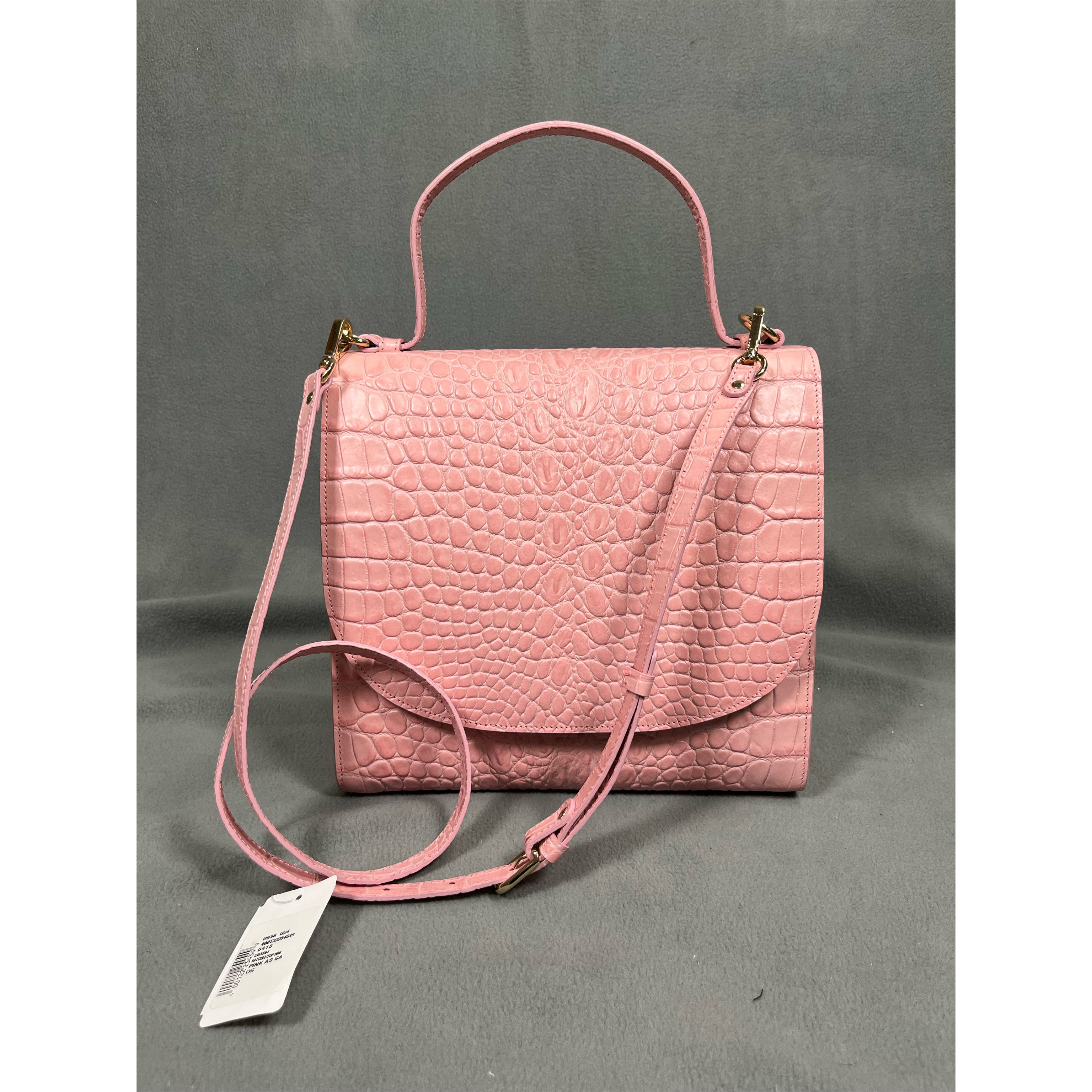 Saks Fifth Ave. pink embossed-leather bag, NEW WITH TAGS!